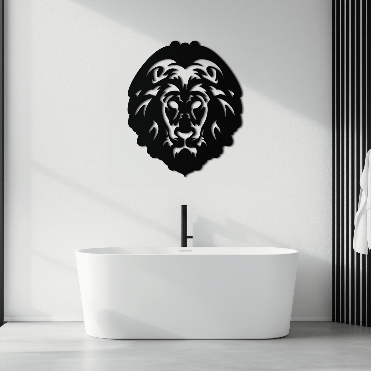 Steel Lion Head Geometric Metal Wall Art - Contemporary Design Home and Office Decor