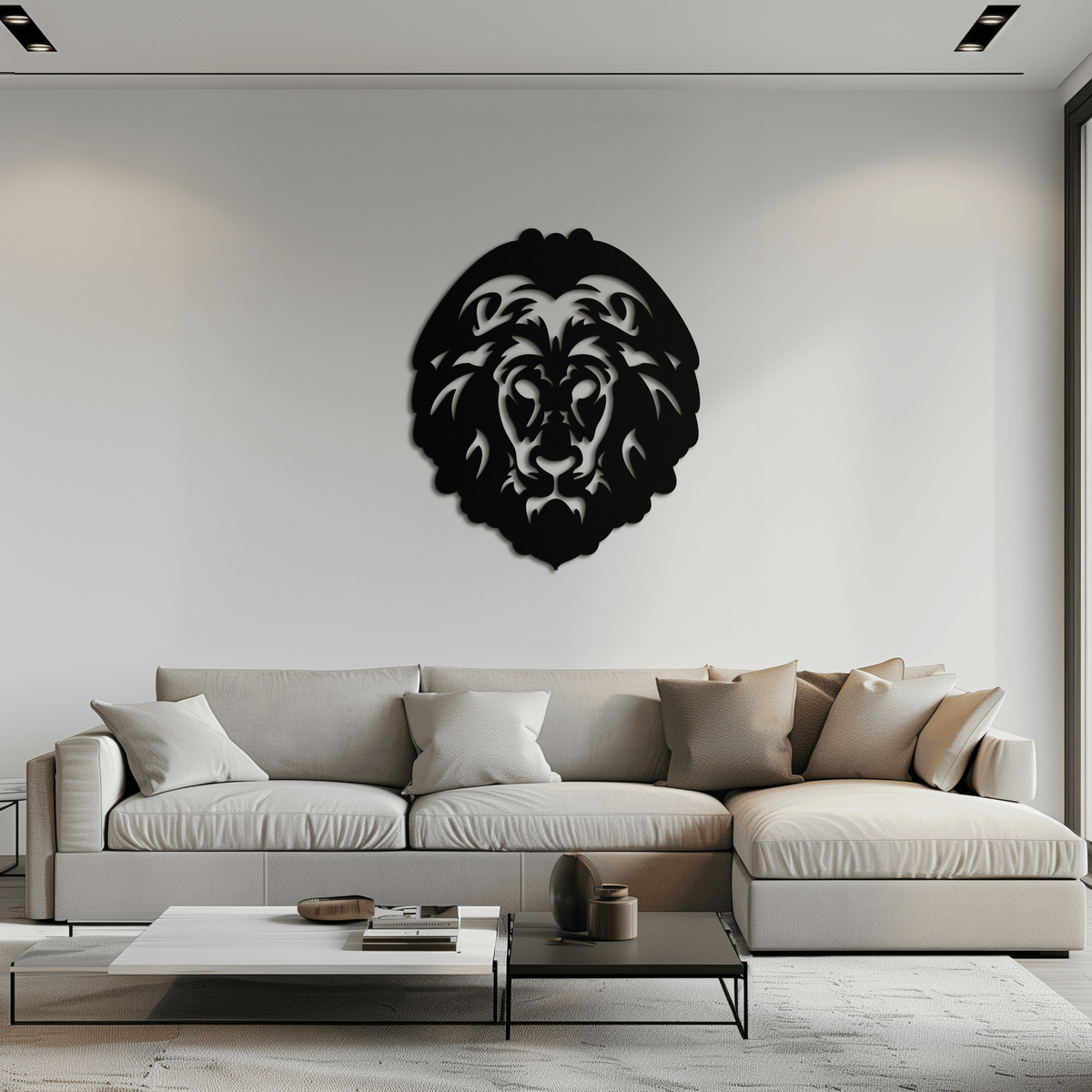 Steel Lion Head Geometric Metal Wall Art - Contemporary Design Home and Office Decor