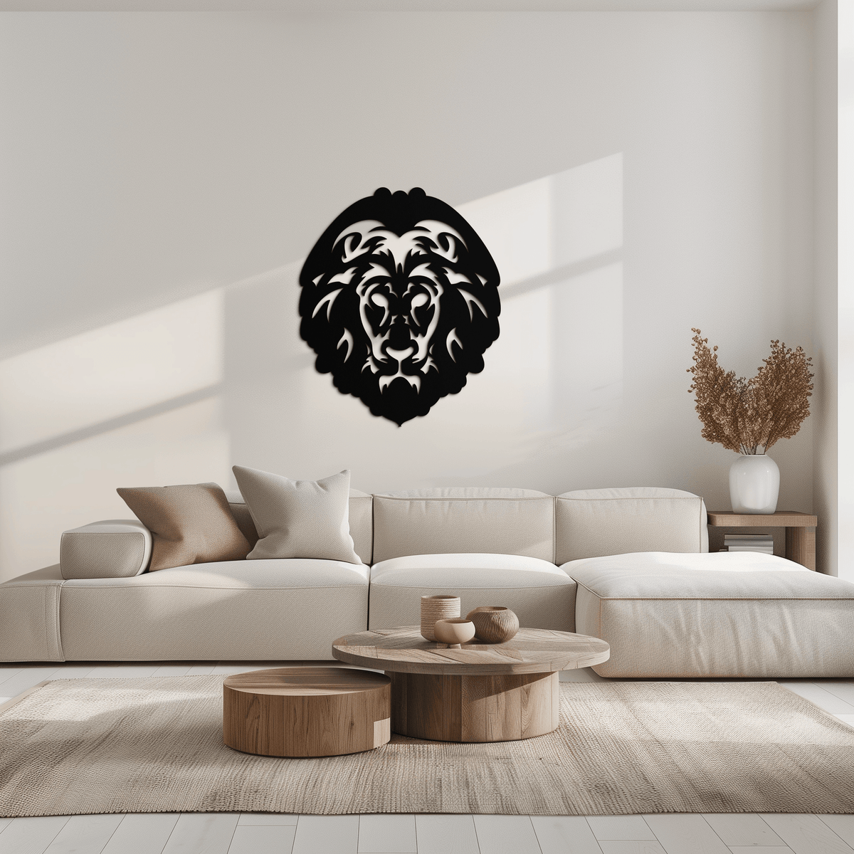 Steel Lion Head Geometric Metal Wall Art - Contemporary Design Home and Office Decor