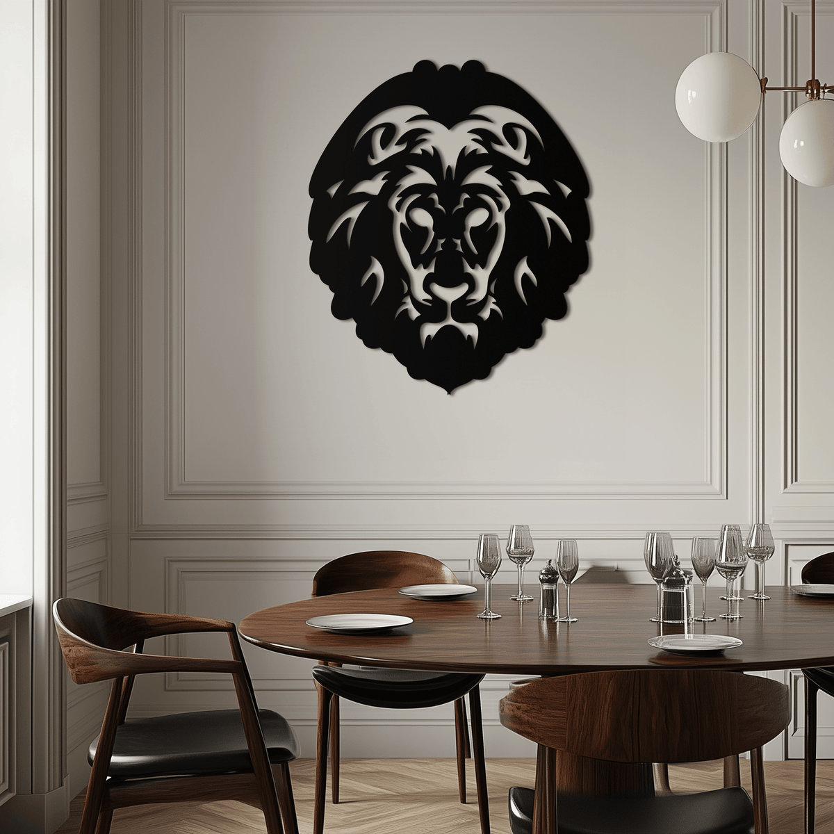 Steel Lion Head Geometric Metal Wall Art - Contemporary Design Home and Office Decor