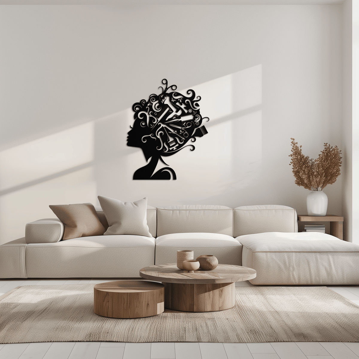 Steel Hair Stylist Wall Art - Modern Minimalist Salon Studio