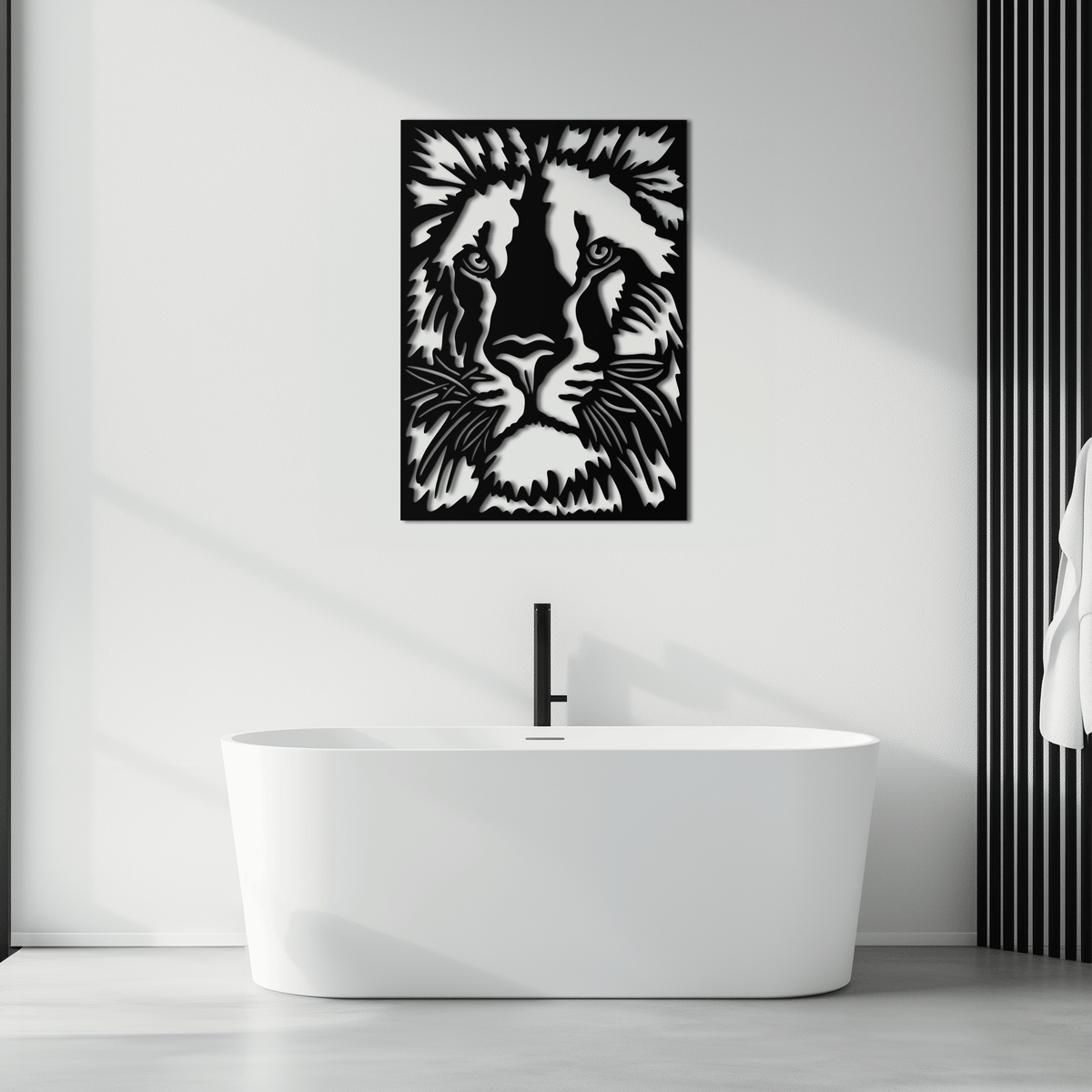 Steel Tiger Face Metal Wall Art - Contemporary Minimalist Style