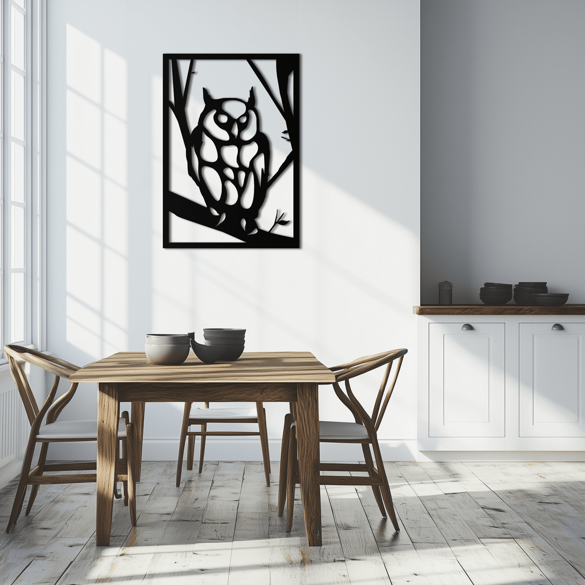Modern Steel Owl Wall Art - Contemporary Metal Sculpture for Home and Office Decor