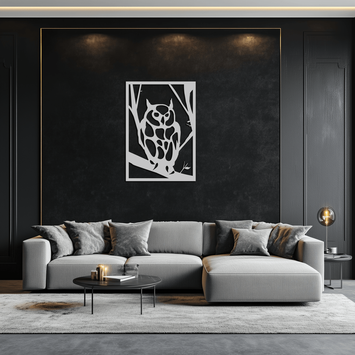 Modern Steel Owl Wall Art - Contemporary Metal Sculpture for Home and Office Decor
