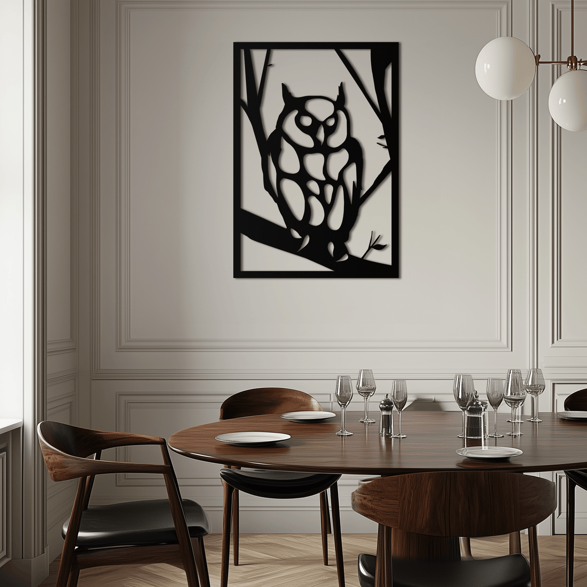 Modern Steel Owl Wall Art - Contemporary Metal Sculpture for Home and Office Decor