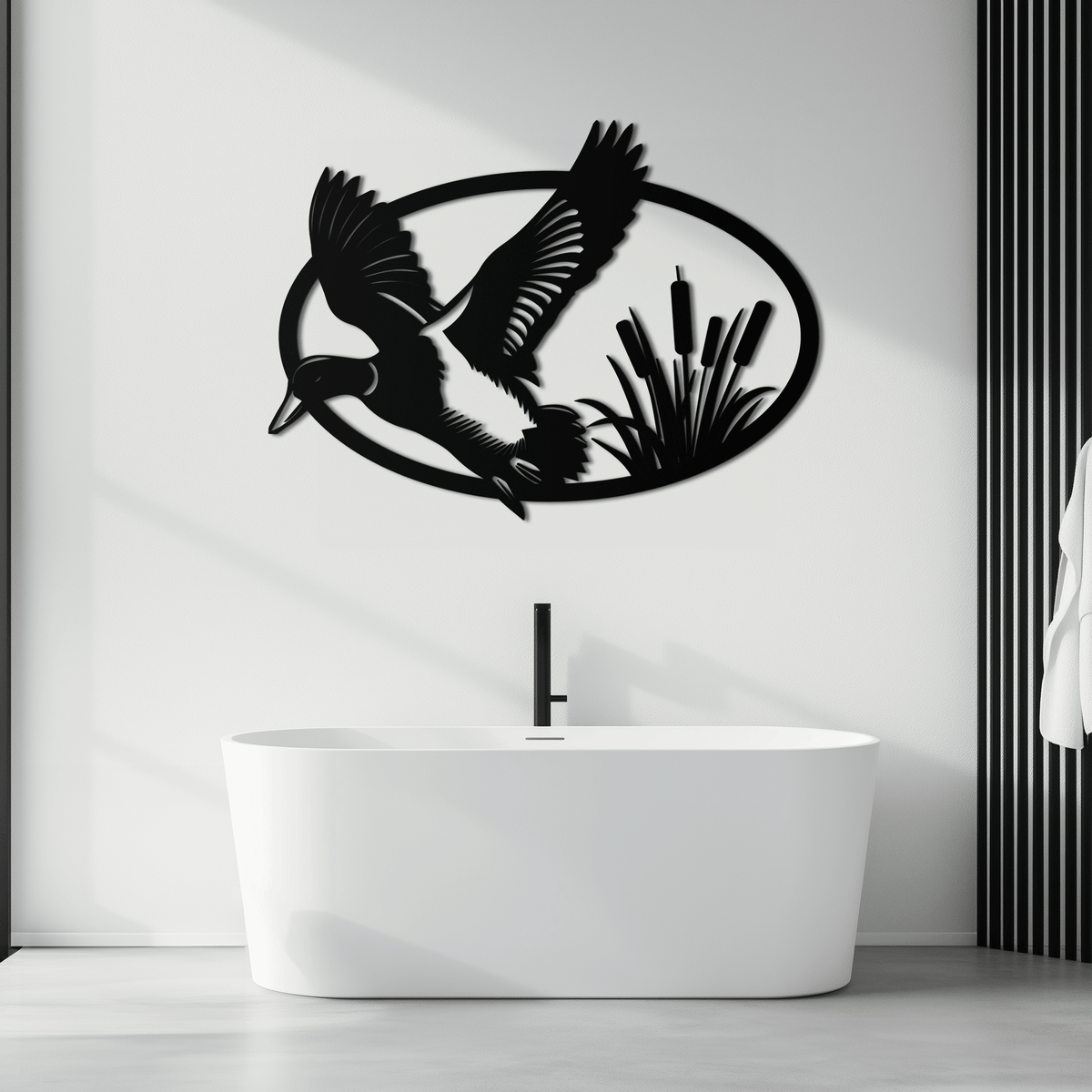Steel Flying Duck Wall Art - Minimalist Wildlife Home Design