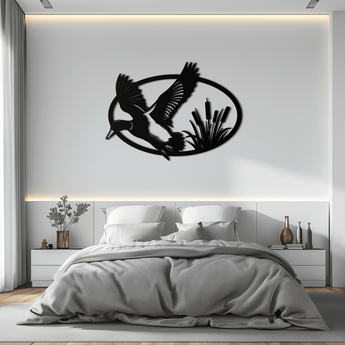 Steel Flying Duck Wall Art - Minimalist Wildlife Home Design