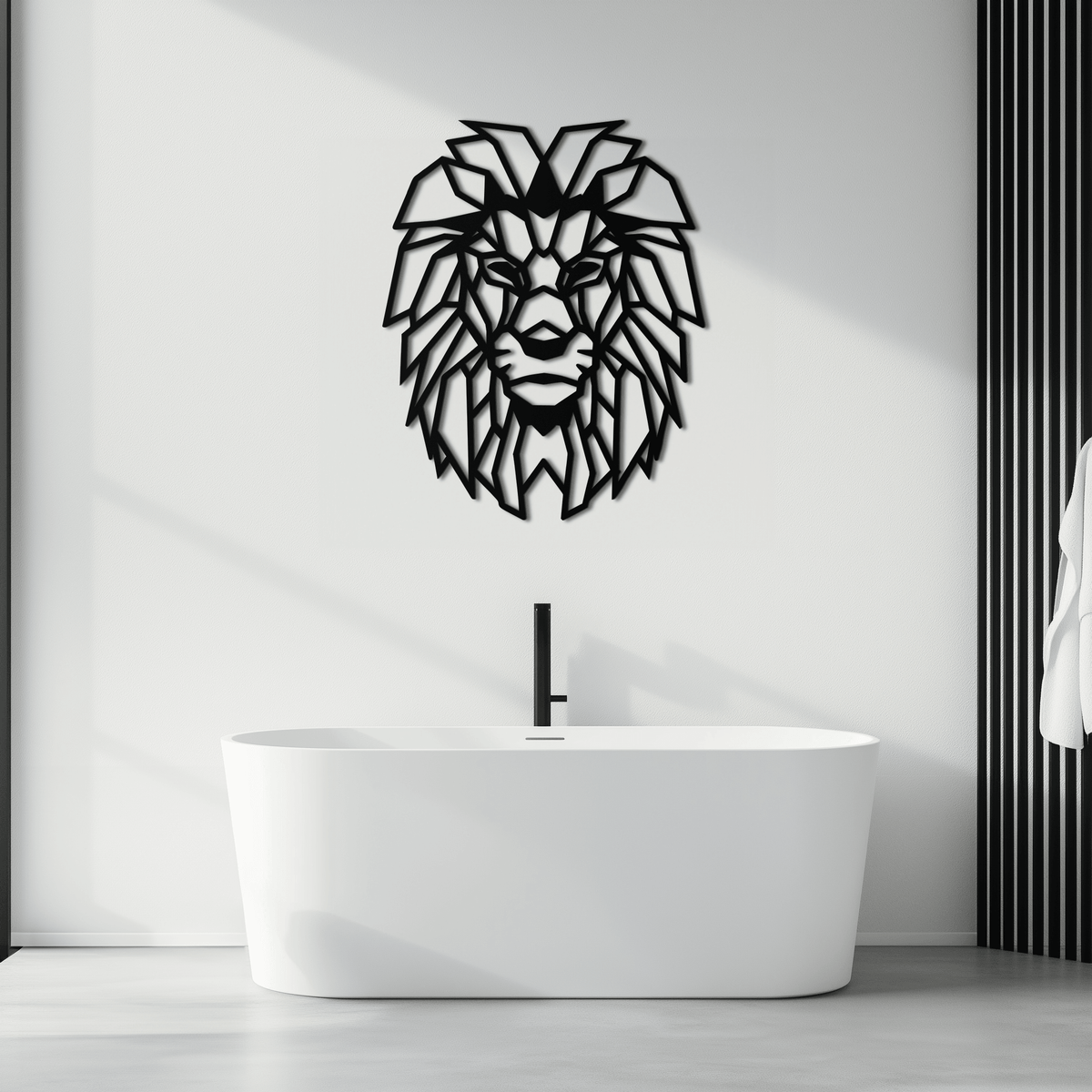 Steel Lion Geometric Wall Art - Modern Minimalist Metal Sculpture