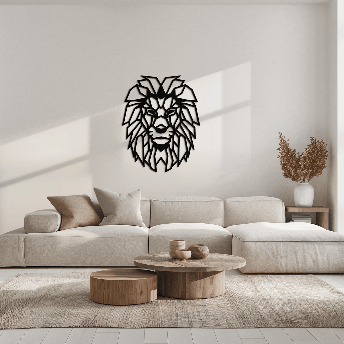 Steel Lion Geometric Wall Art - Modern Minimalist Metal Sculpture