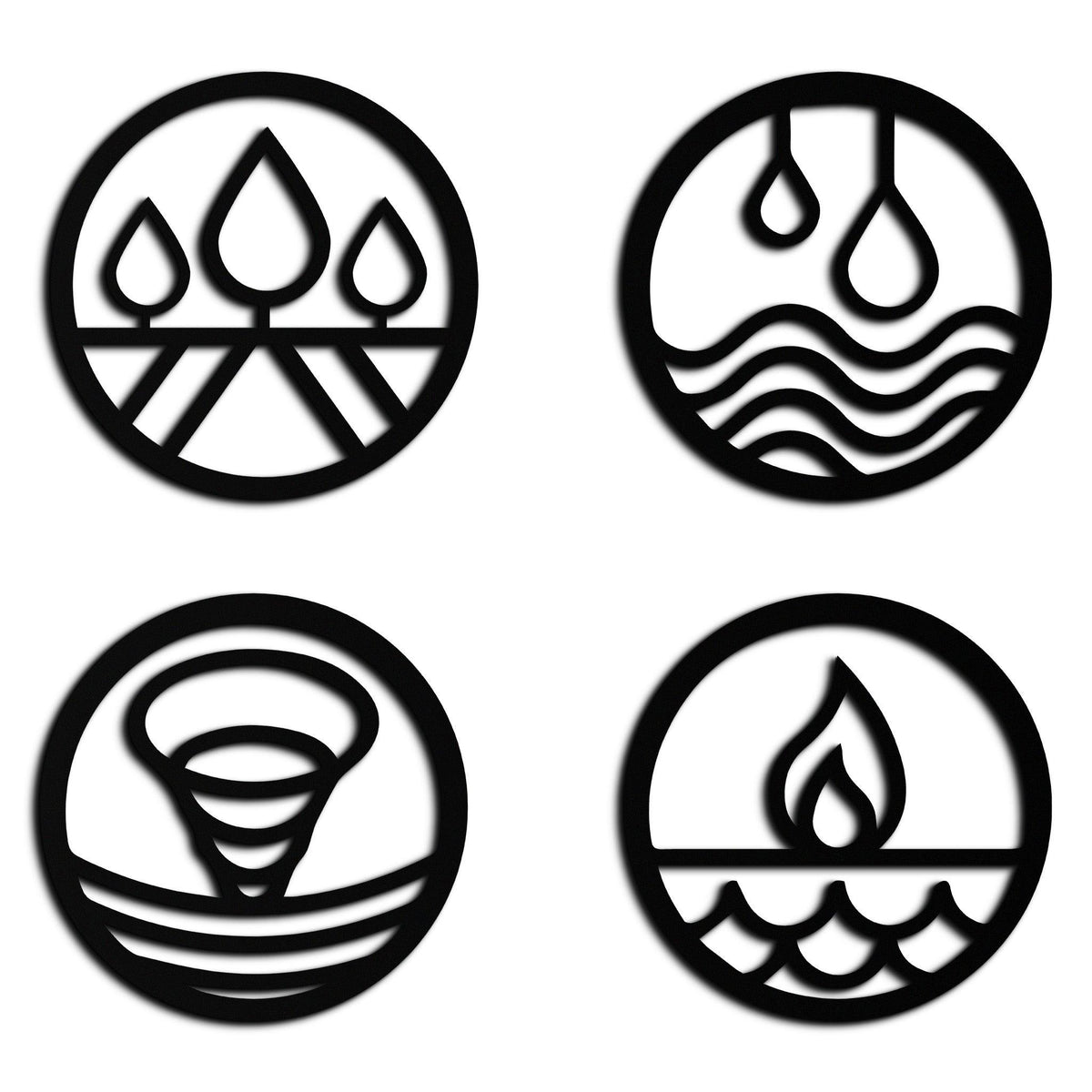 Steel Four Elements Wall Art - Modern Minimalist Circular Design