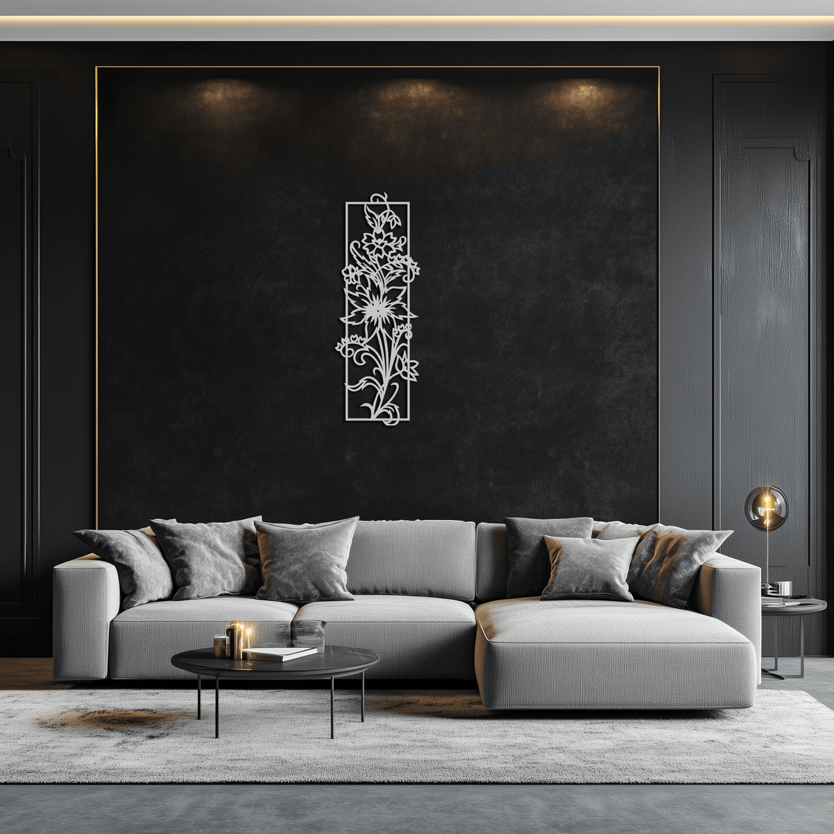 Metal Floral Wall Art Panel - Contemporary Steel Botanical Design