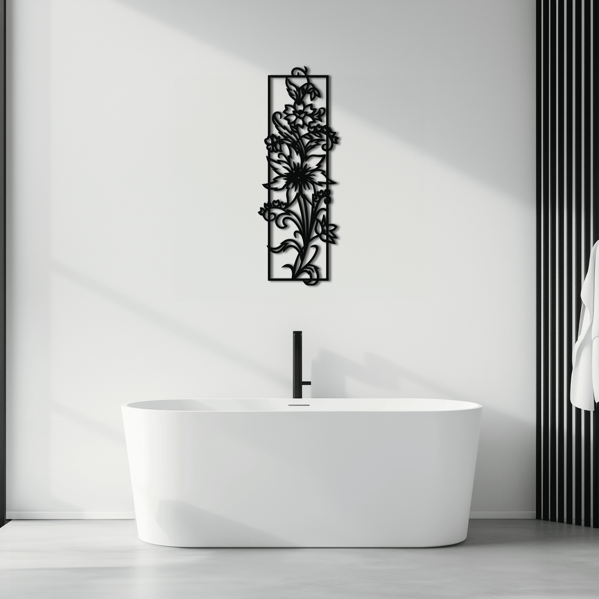 Metal Floral Wall Art Panel - Contemporary Steel Botanical Design