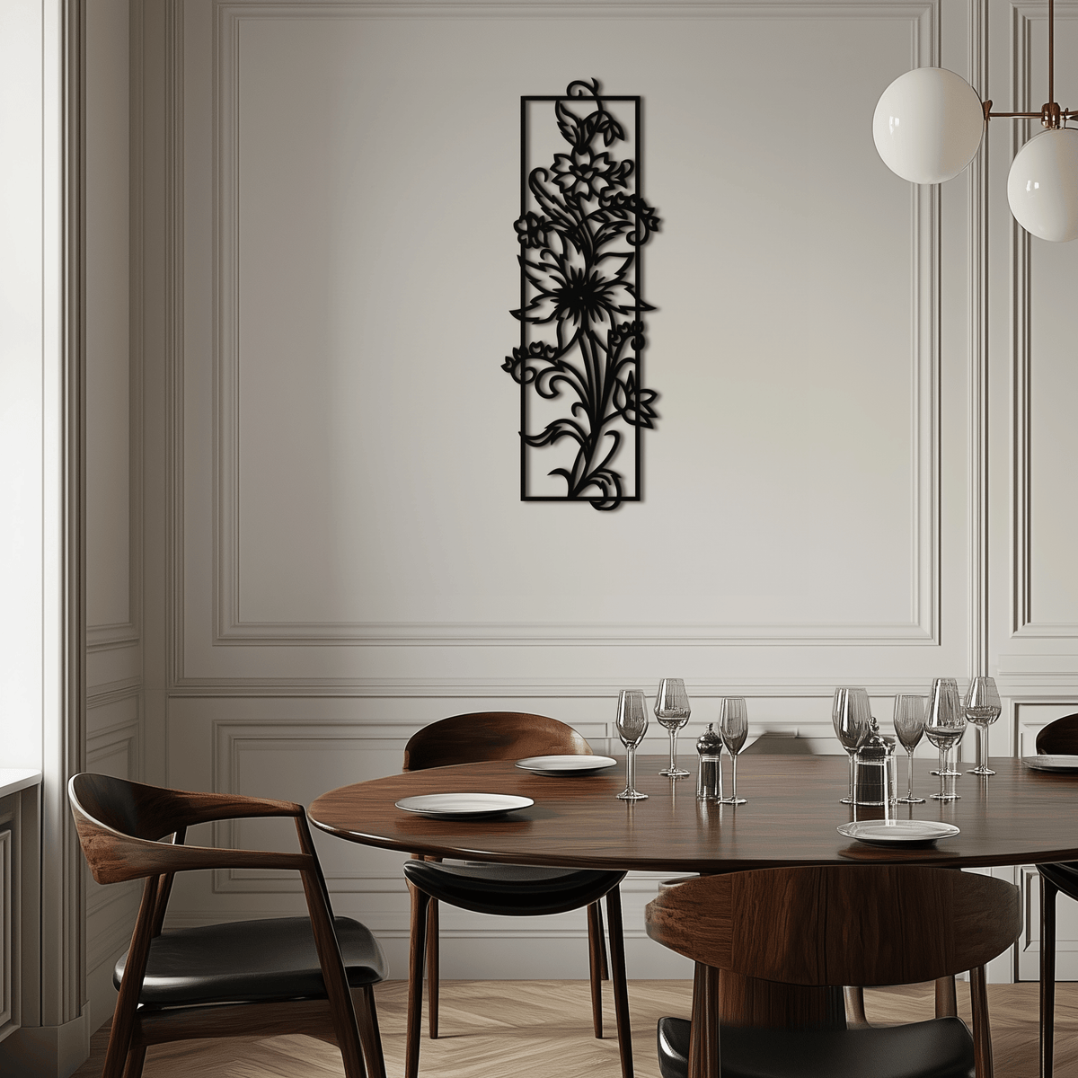 Metal Floral Wall Art Panel - Contemporary Steel Botanical Design