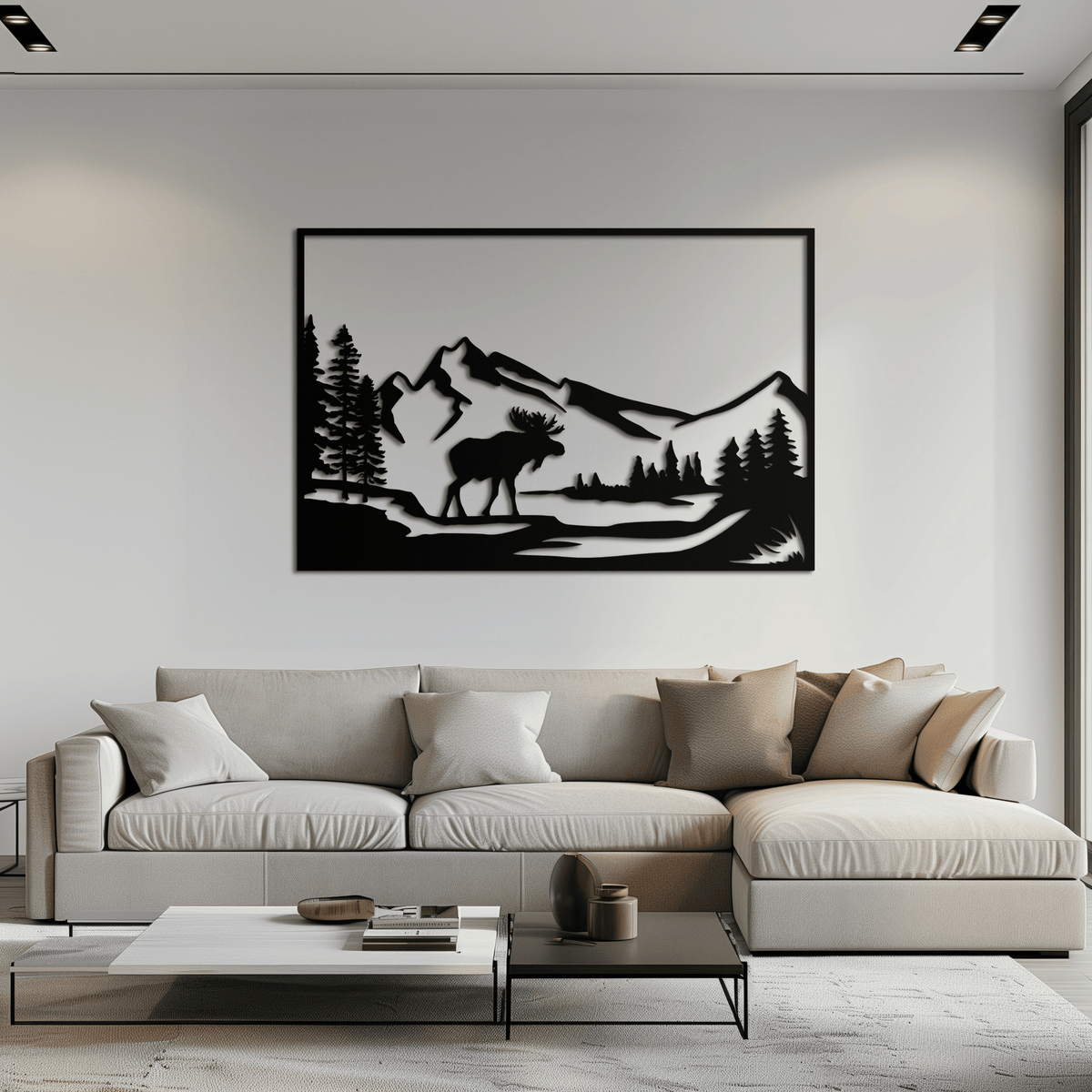 Mountain Moose Metal Wall Art - Rustic Steel Cabin Sculpture