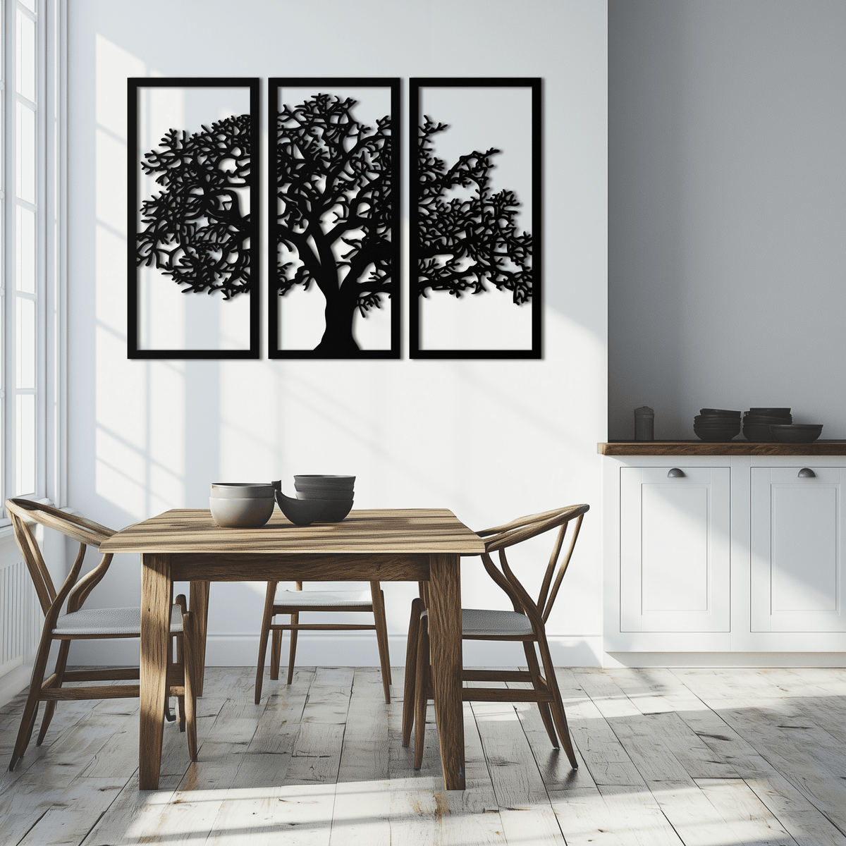 Metal Wall Art Tree of Life - Contemporary Three Panel Decor