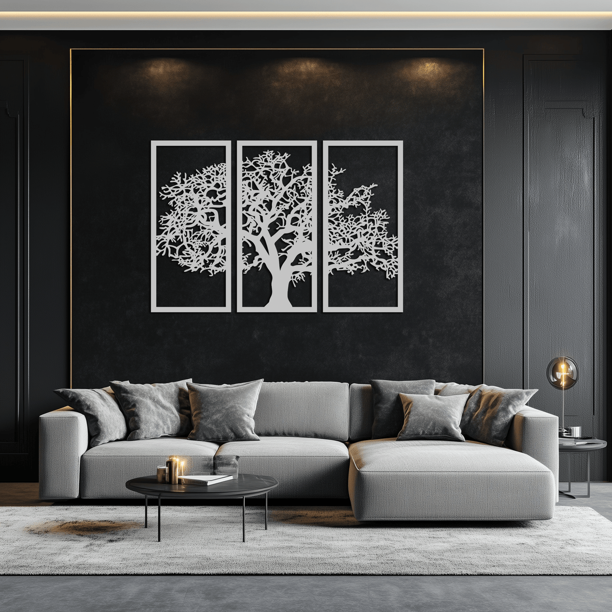 Metal Wall Art Tree of Life - Contemporary Three Panel Decor