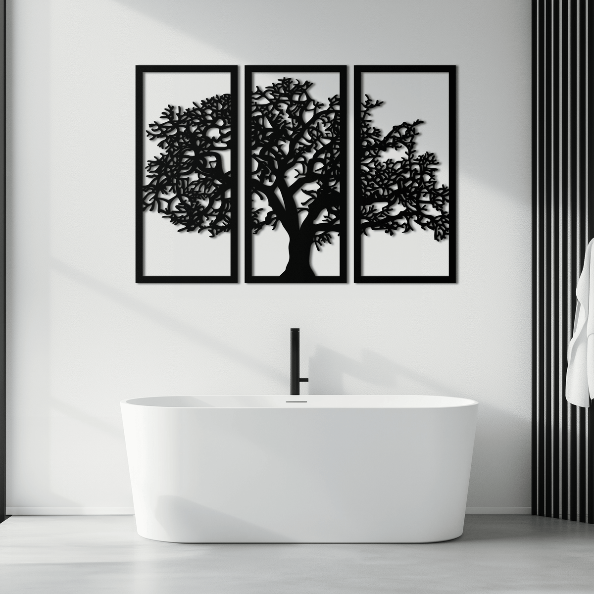 Metal Wall Art Tree of Life - Contemporary Three Panel Decor