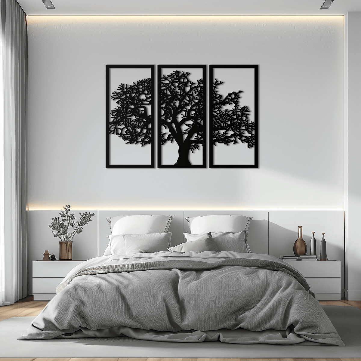 Metal Wall Art Tree of Life - Contemporary Three Panel Decor