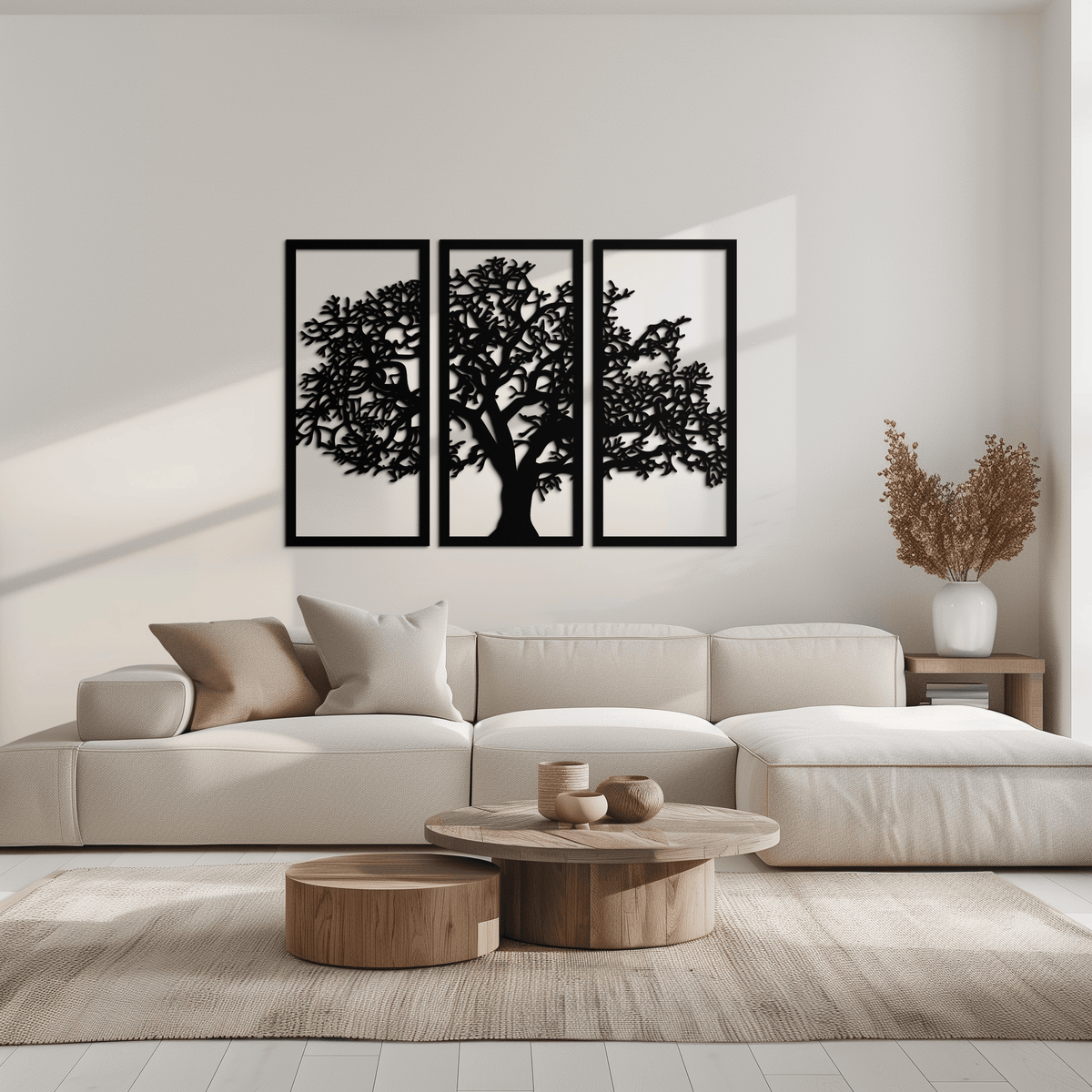 Metal Wall Art Tree of Life - Contemporary Three Panel Decor