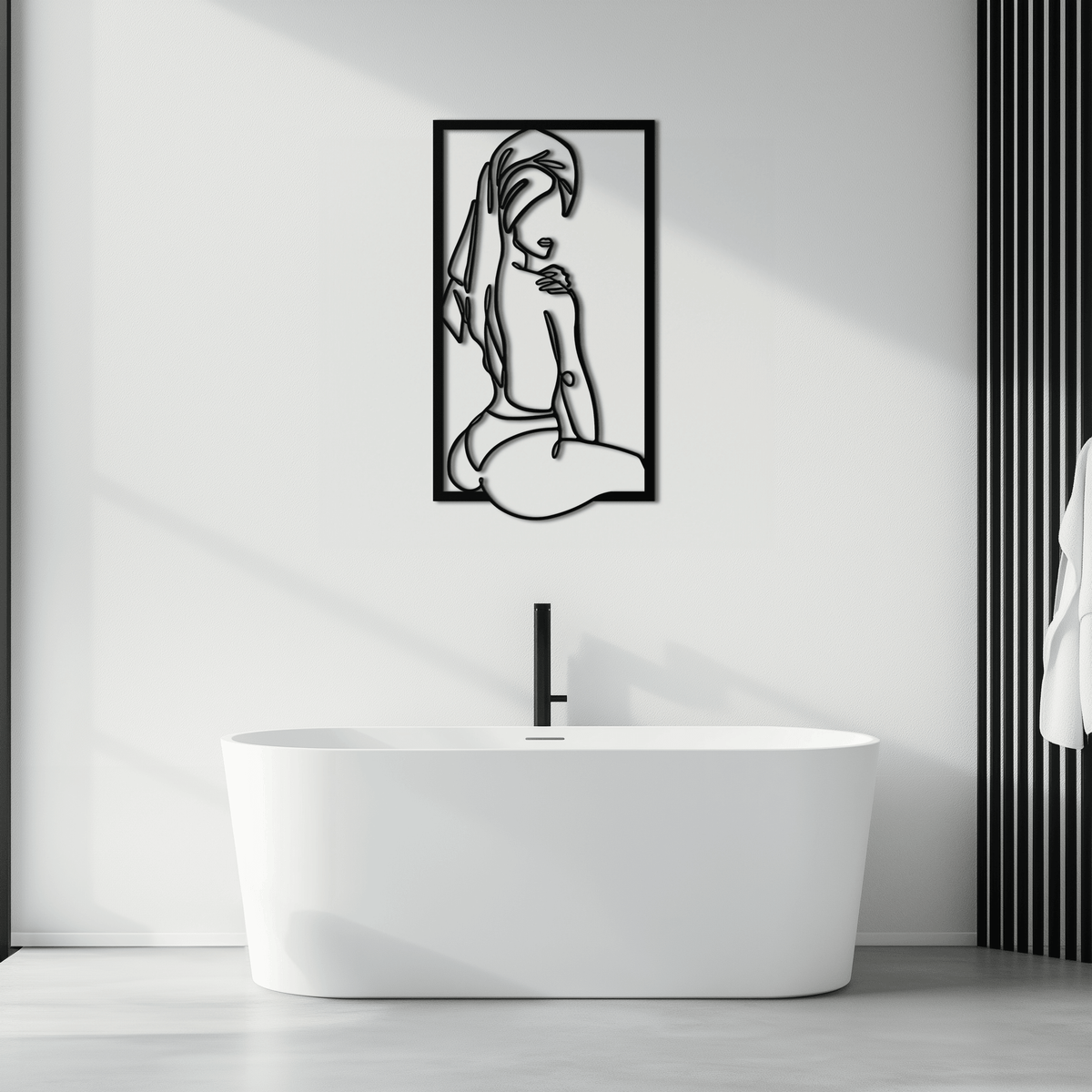 Metal Minimalist Woman Line Art Wall Decor - Modern Silhouette