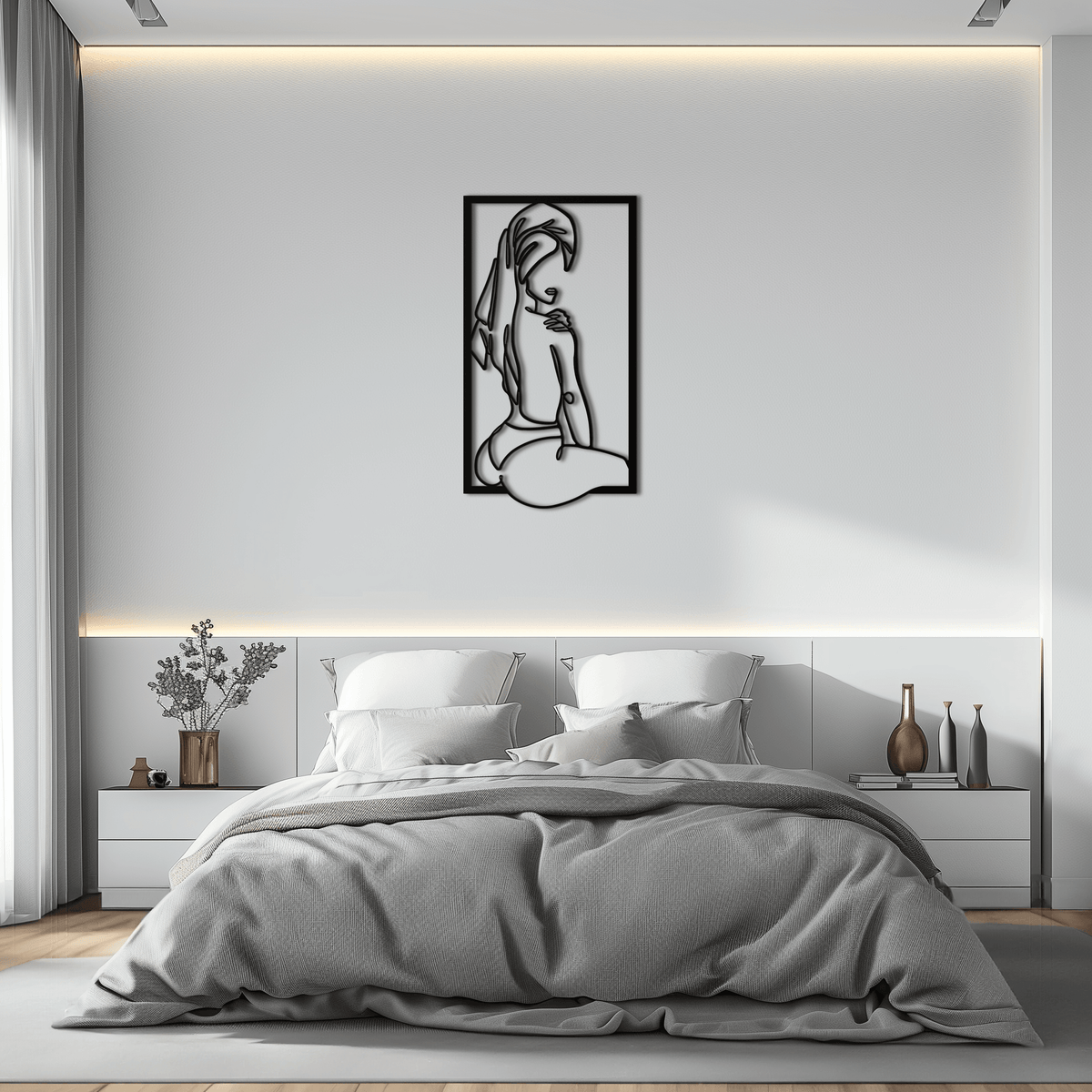 Metal Minimalist Woman Line Art Wall Decor - Modern Silhouette