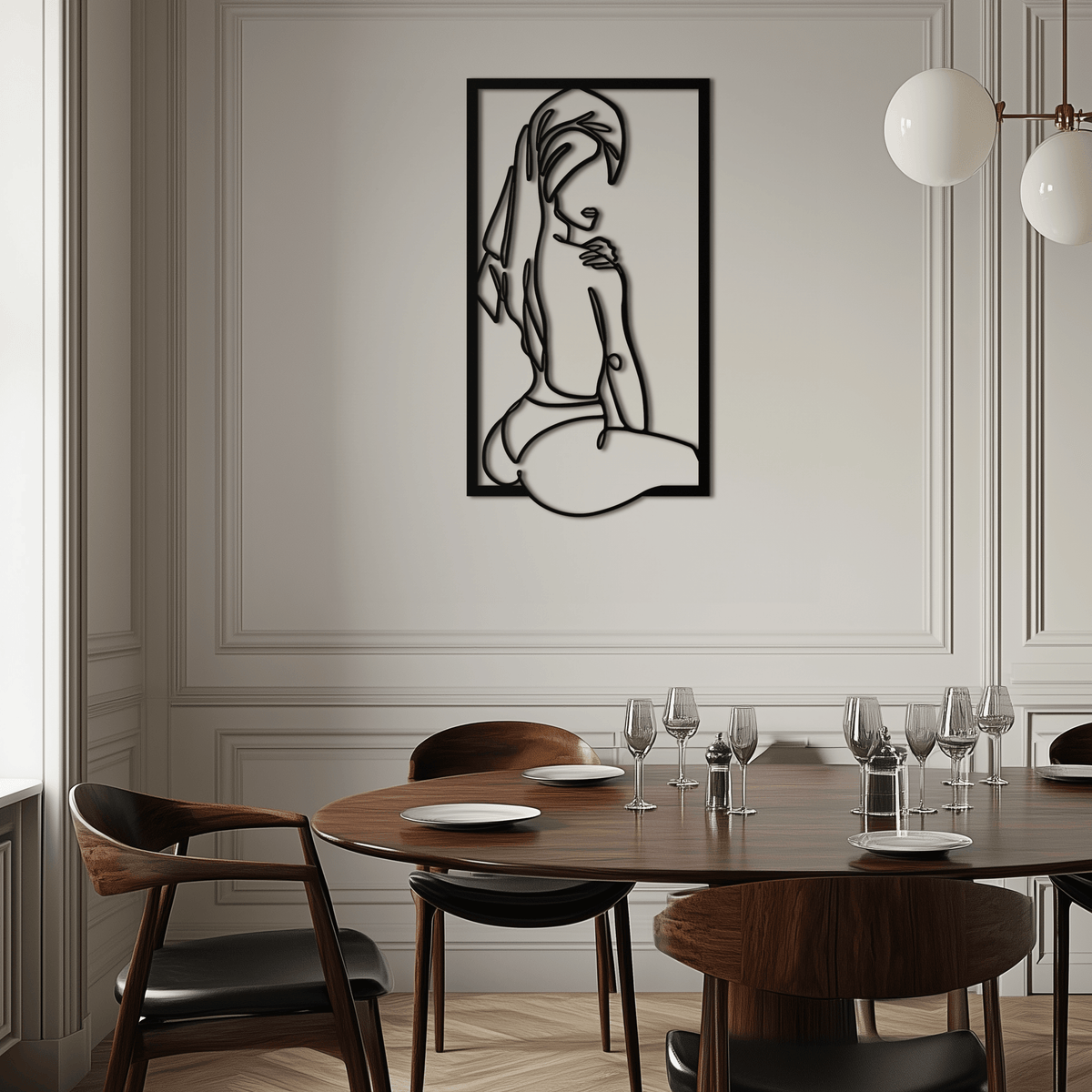 Metal Minimalist Woman Line Art Wall Decor - Modern Silhouette