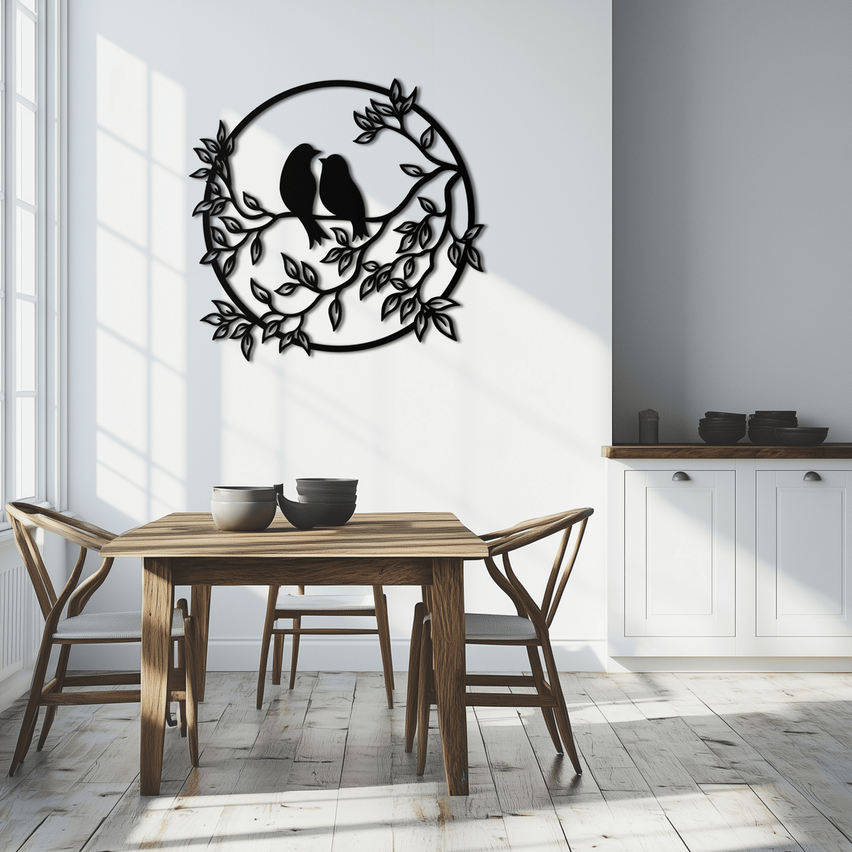 Love Birds Metal Wall Art - Romantic Handcrafted Steel Piece