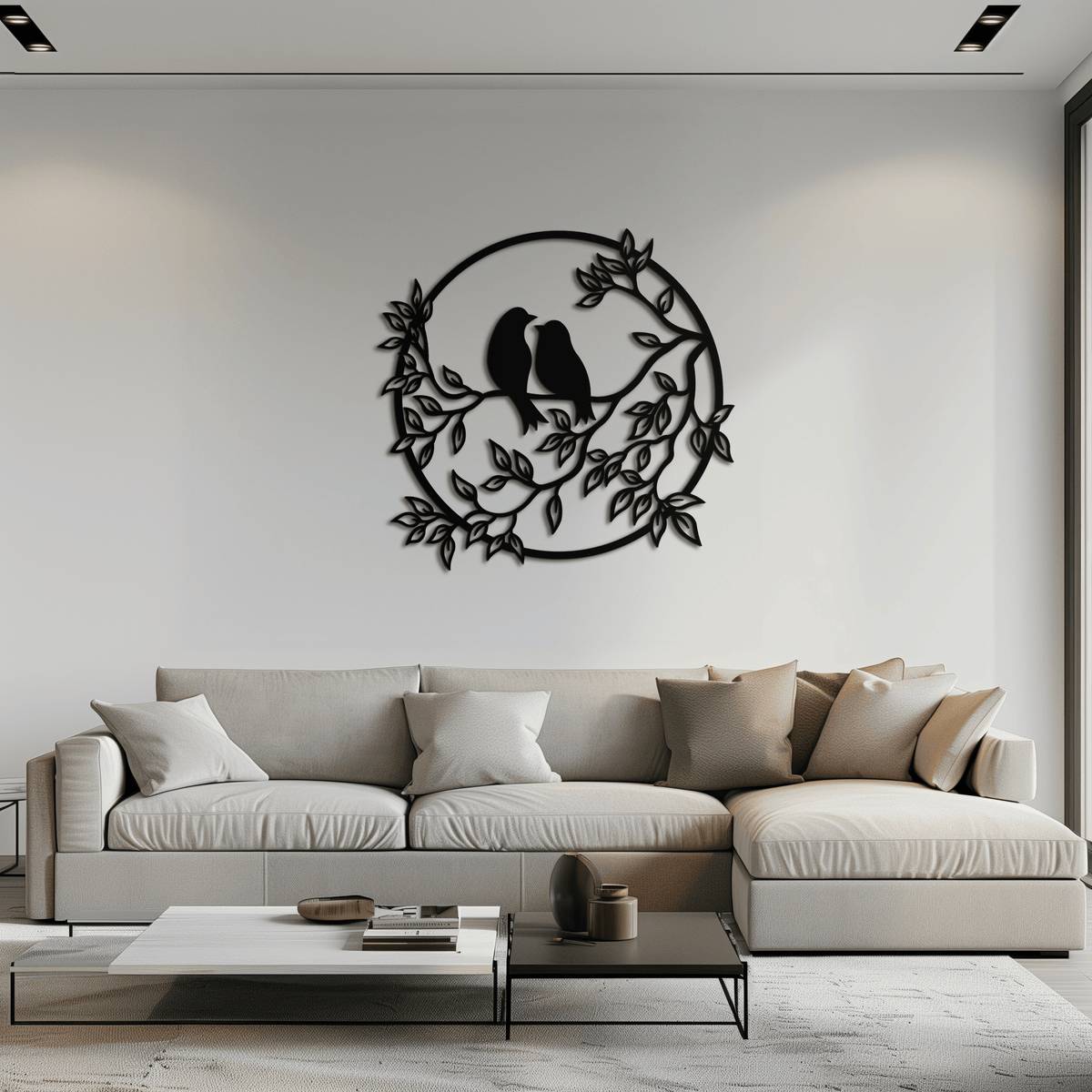 Love Birds Metal Wall Art - Romantic Handcrafted Steel Piece