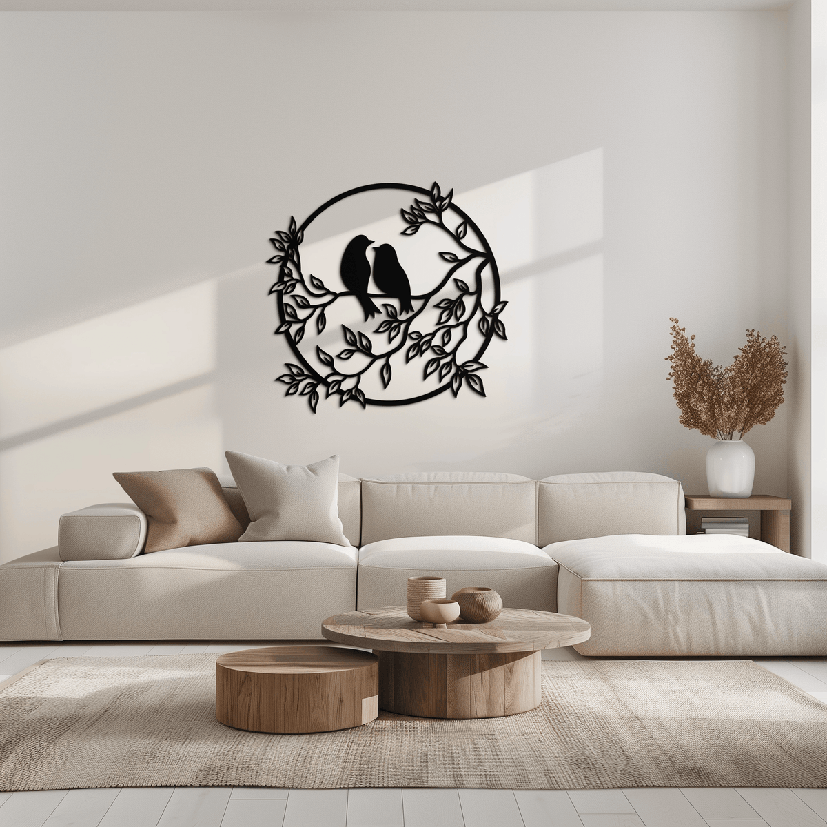Love Birds Metal Wall Art - Romantic Handcrafted Steel Piece