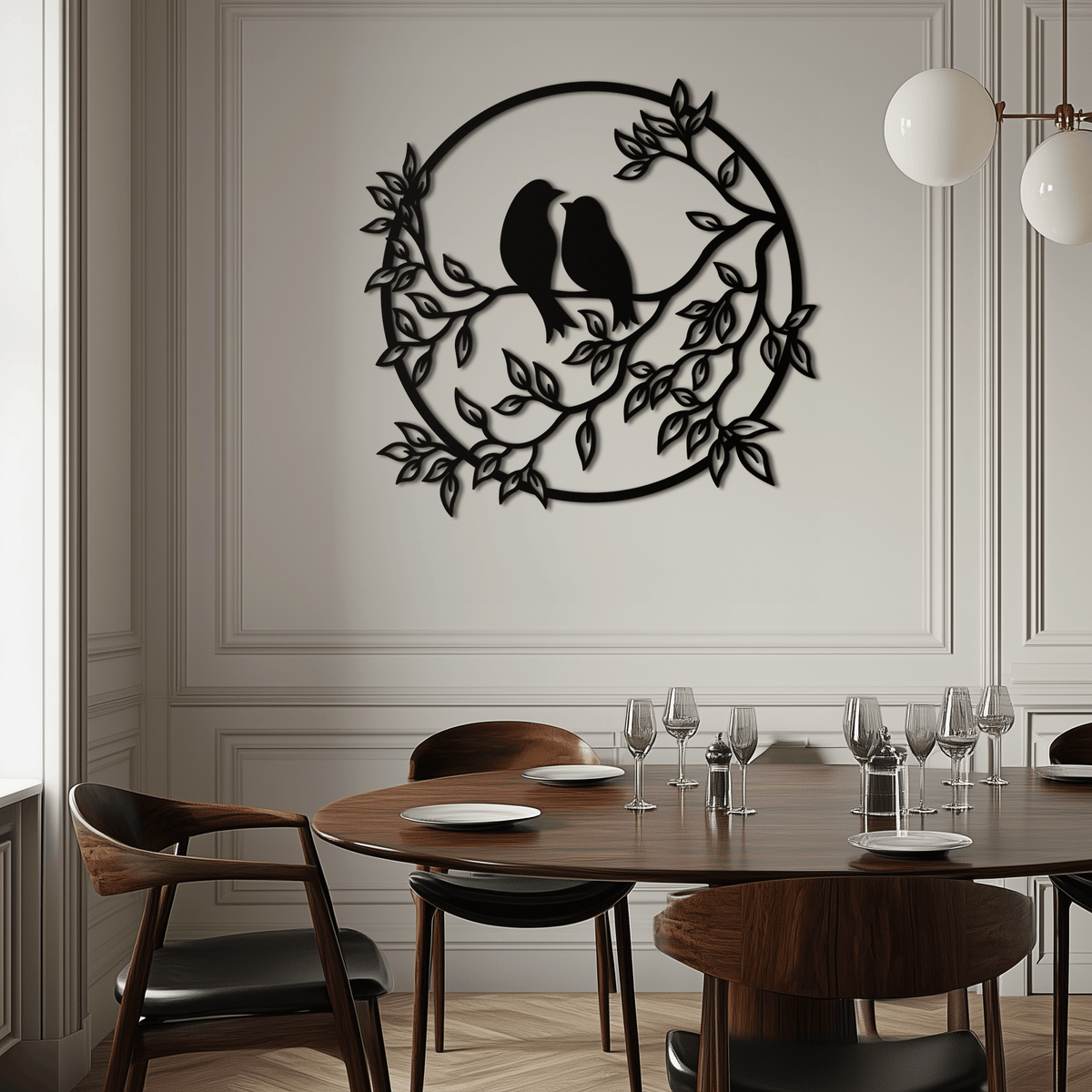 Love Birds Metal Wall Art - Romantic Handcrafted Steel Piece