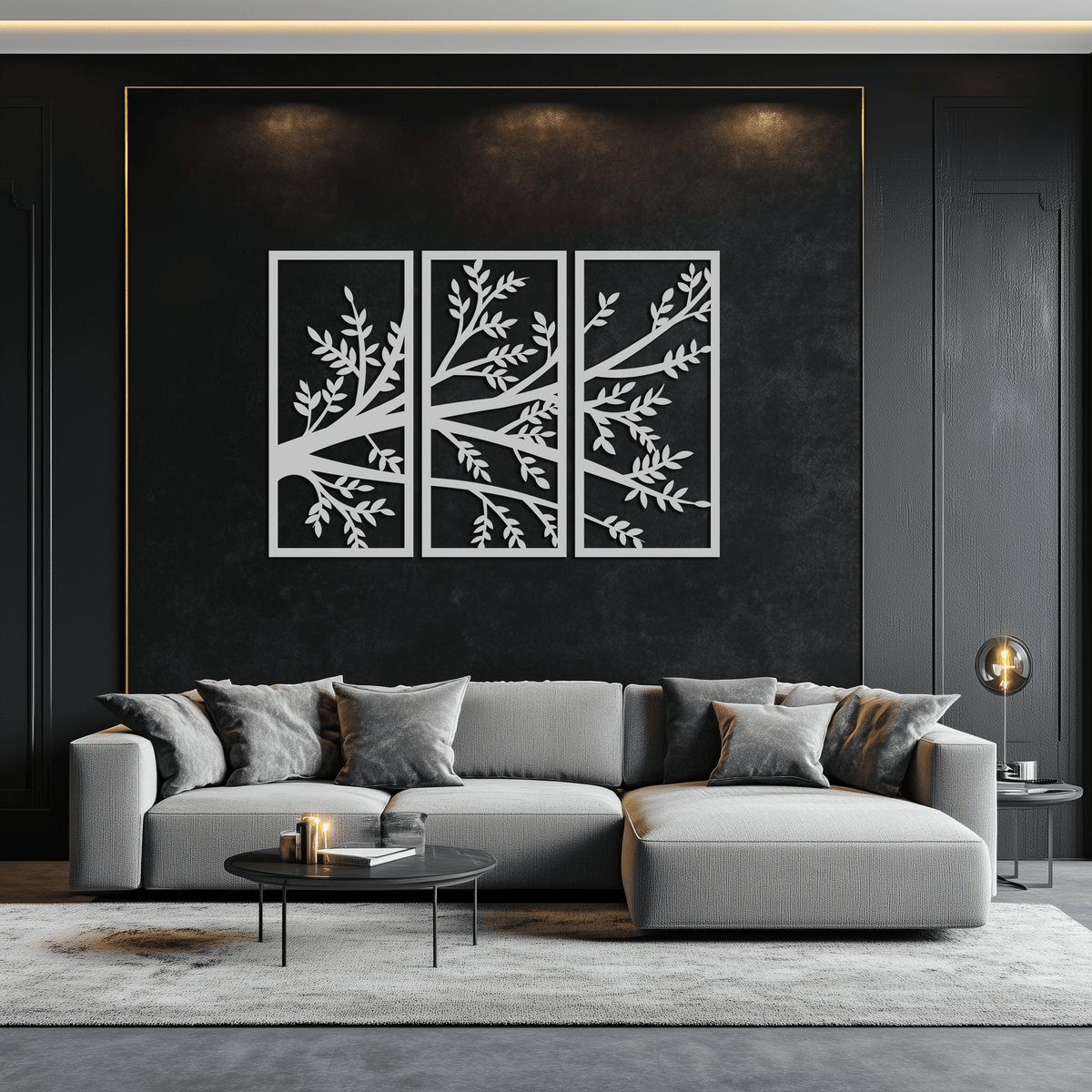 Metal Branch Wall Art - Three-Panel Nature-Inspired Sculpture