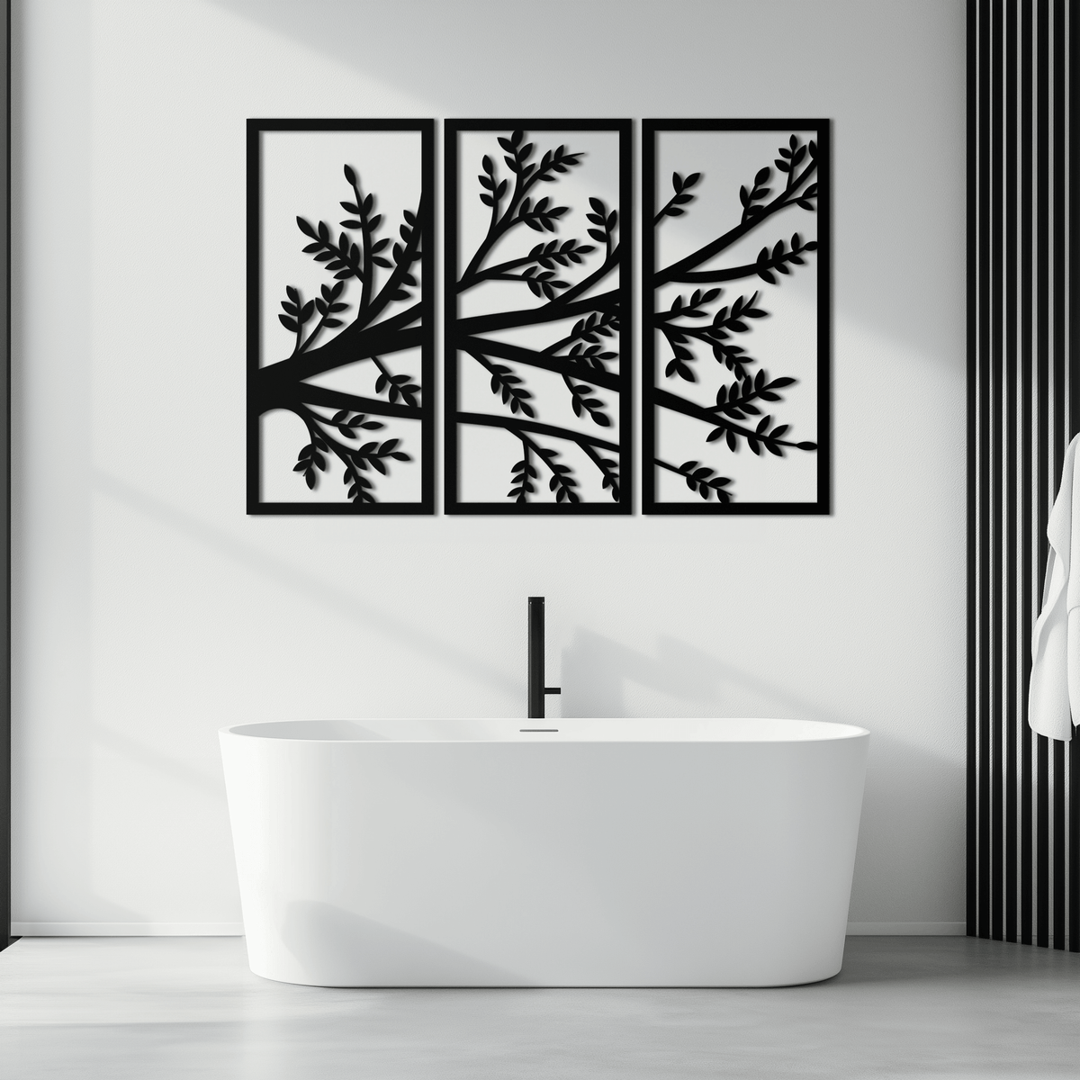 Metal Branch Wall Art - Three-Panel Nature-Inspired Sculpture