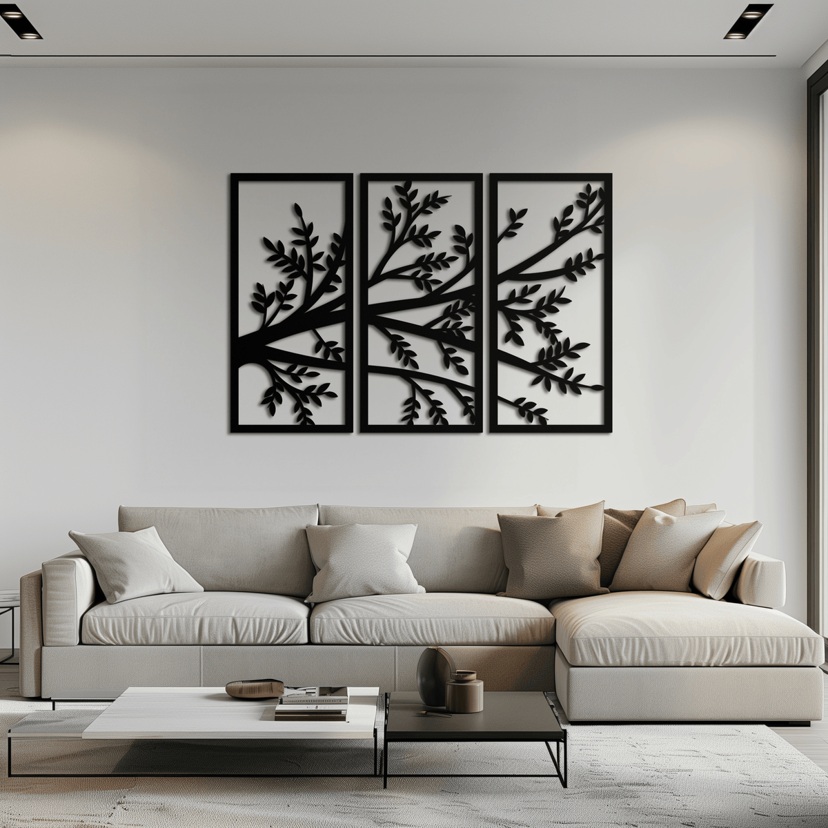 Metal Branch Wall Art - Three-Panel Nature-Inspired Sculpture