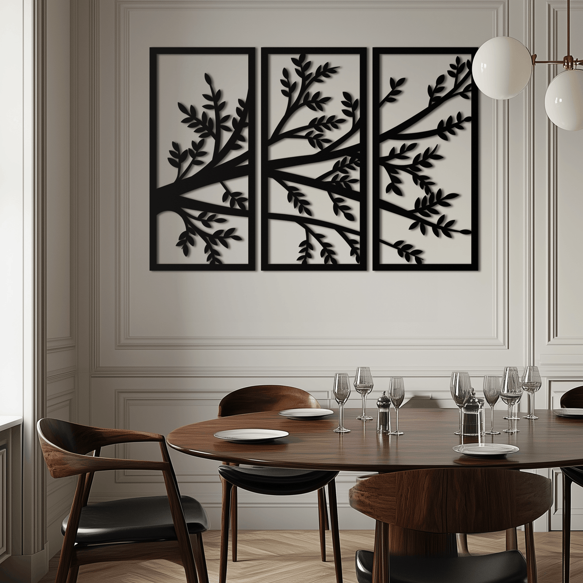 Metal Branch Wall Art - Three-Panel Nature-Inspired Sculpture