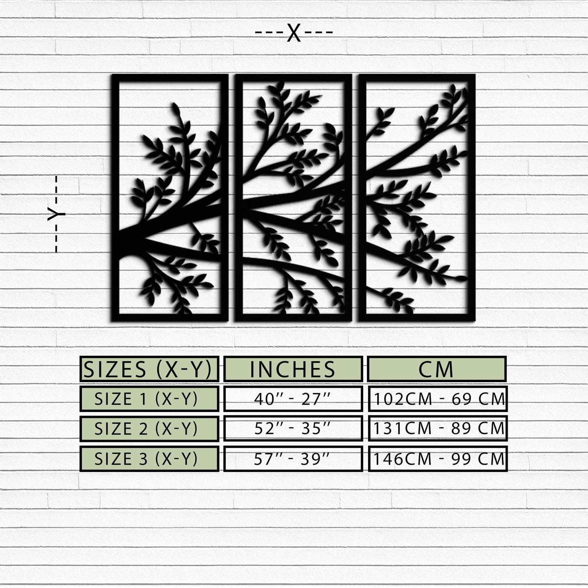 Metal Branch Wall Art - Three-Panel Nature-Inspired Sculpture