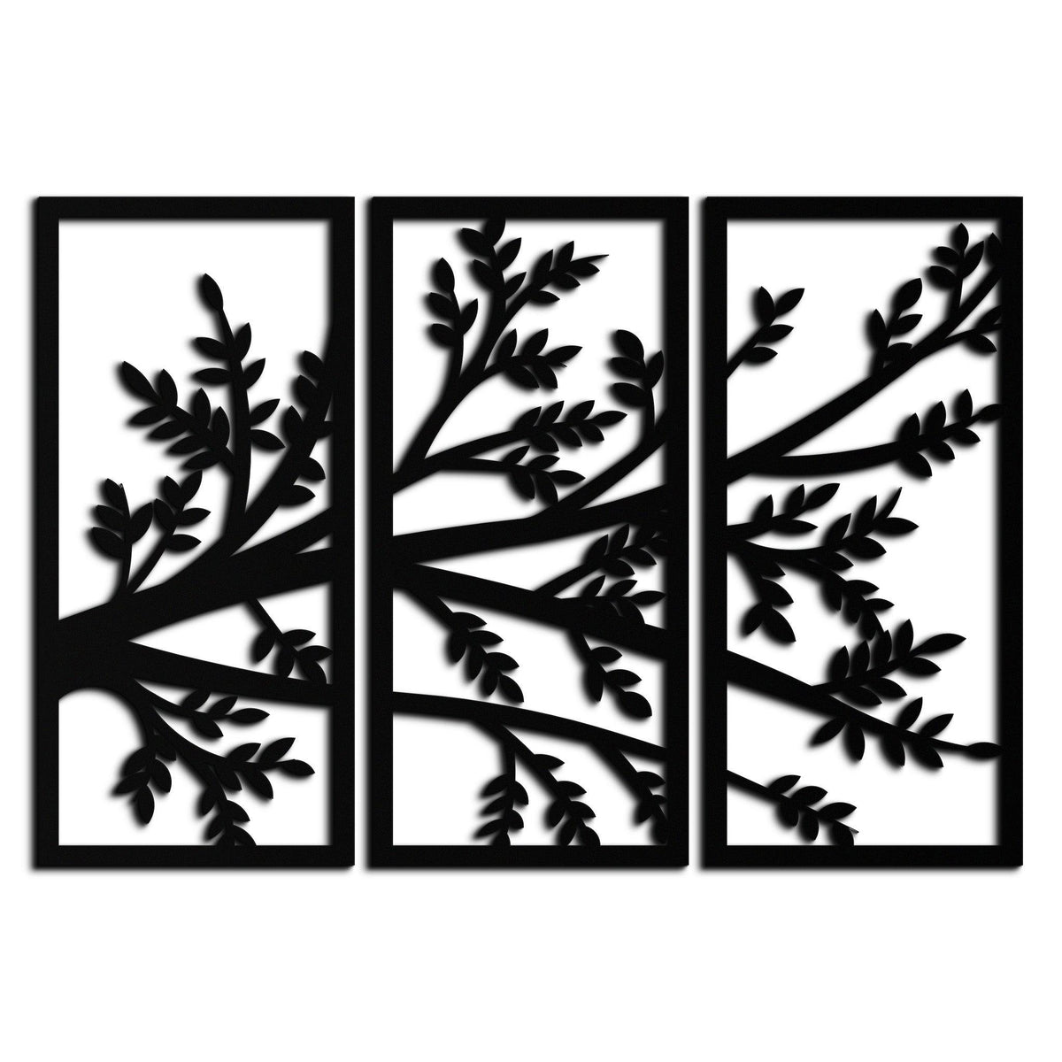Metal Branch Wall Art - Three-Panel Nature-Inspired Sculpture