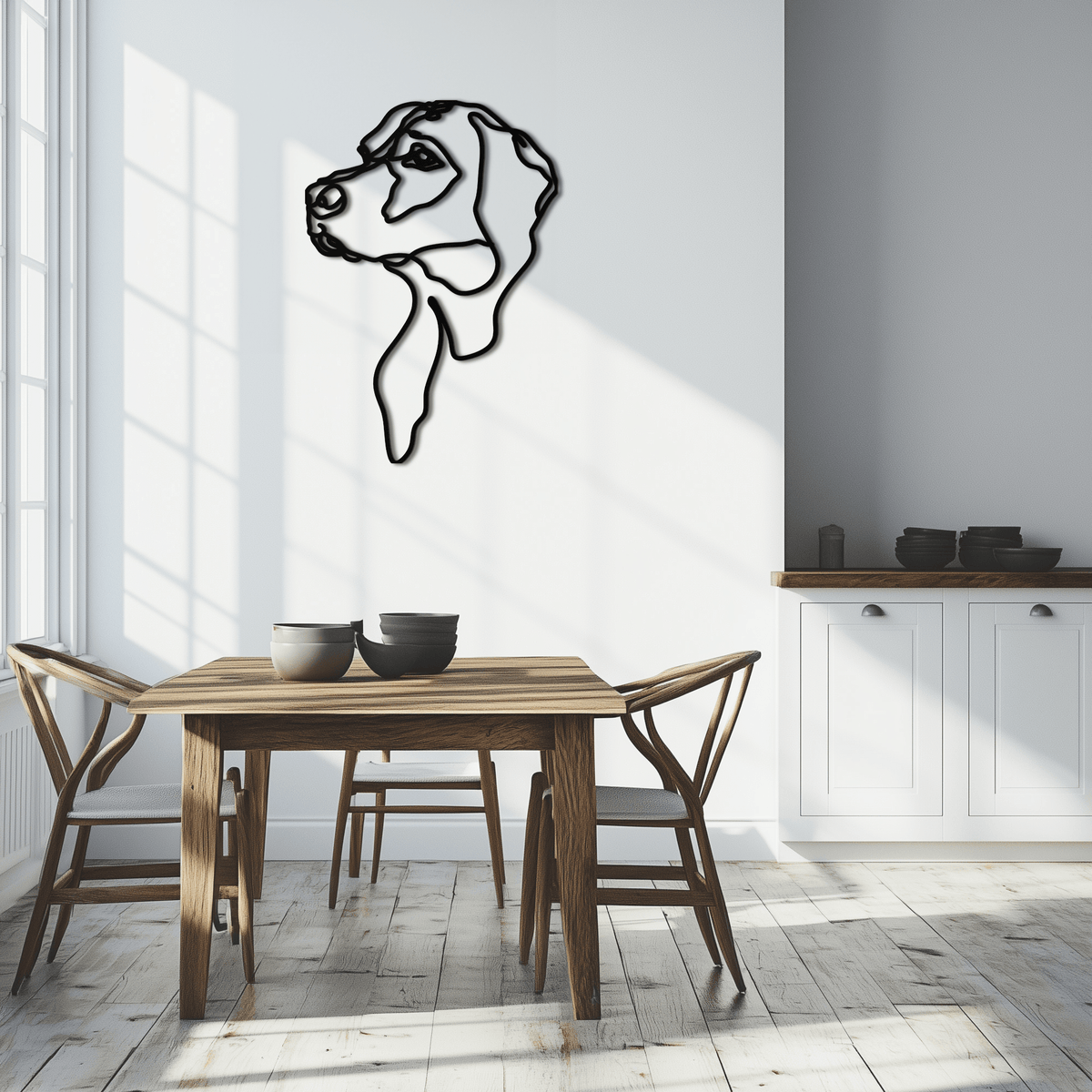 Metal Wall Art Minimalist Dog Line Drawing Contemporary Design