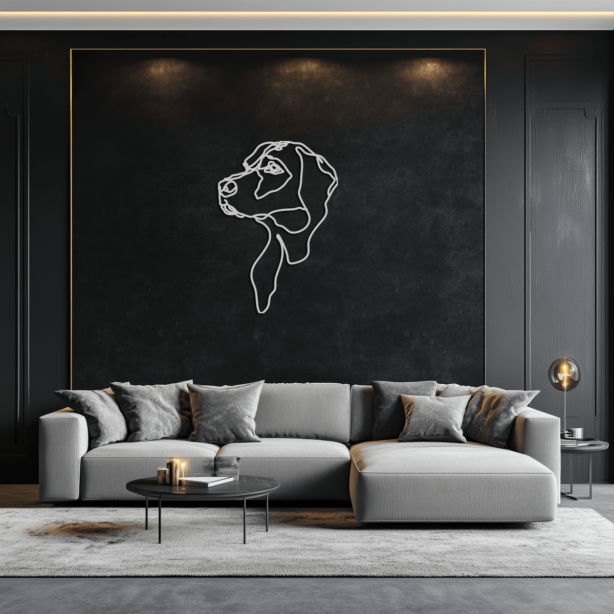 Metal Wall Art Minimalist Dog Line Drawing Contemporary Design