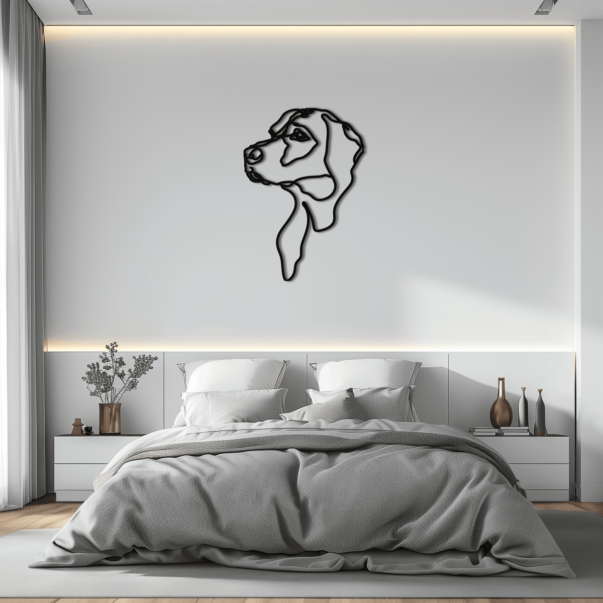 Metal Wall Art Minimalist Dog Line Drawing Contemporary Design