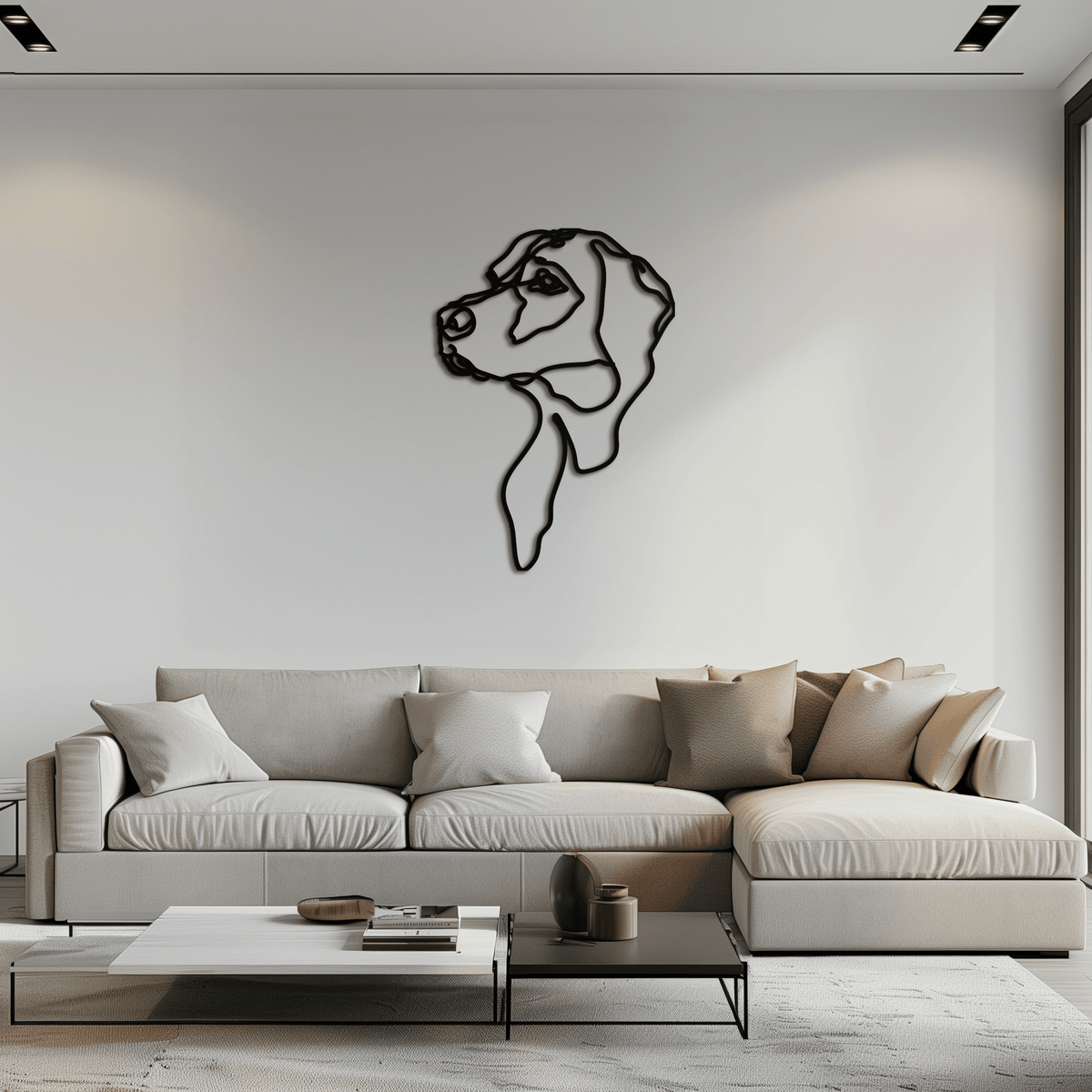 Metal Wall Art Minimalist Dog Line Drawing Contemporary Design