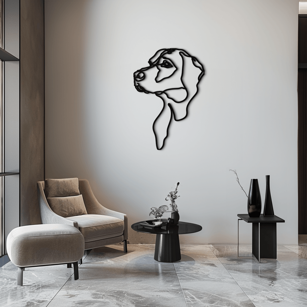 Metal Wall Art Minimalist Dog Line Drawing Contemporary Design