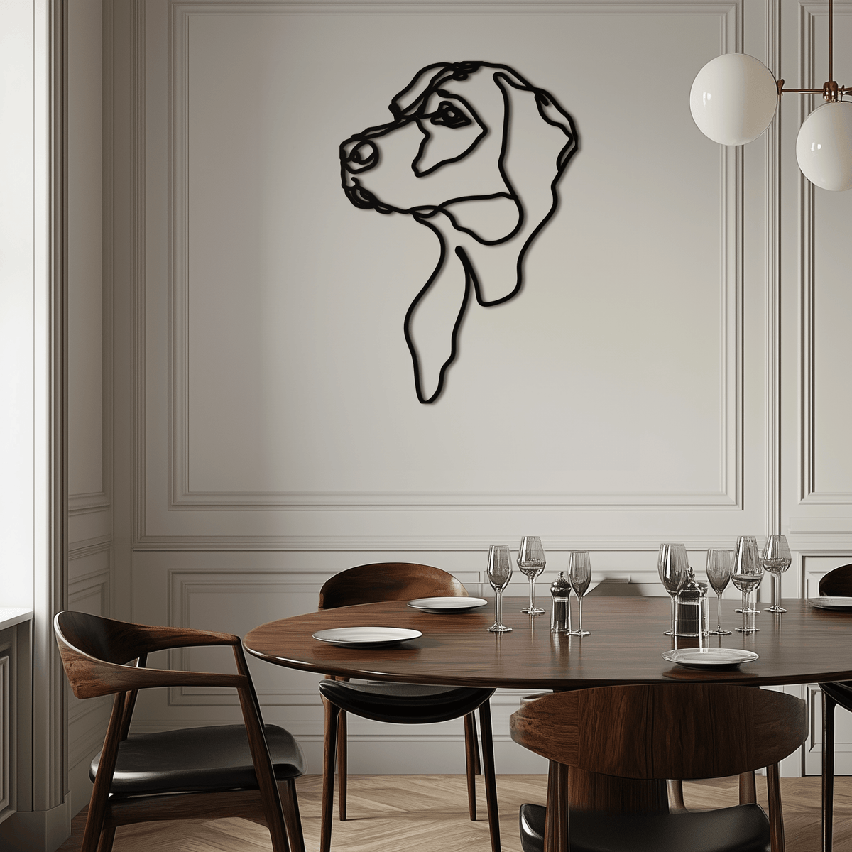 Metal Wall Art Minimalist Dog Line Drawing Contemporary Design