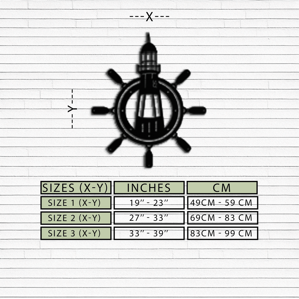 Steel Nautical Wall Art Lighthouse Ship Wheel Coastal Design
