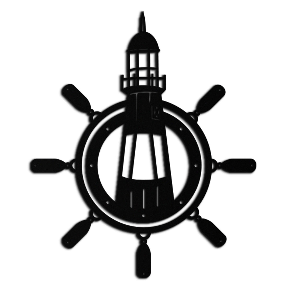 Steel Nautical Wall Art Lighthouse Ship Wheel Coastal Design