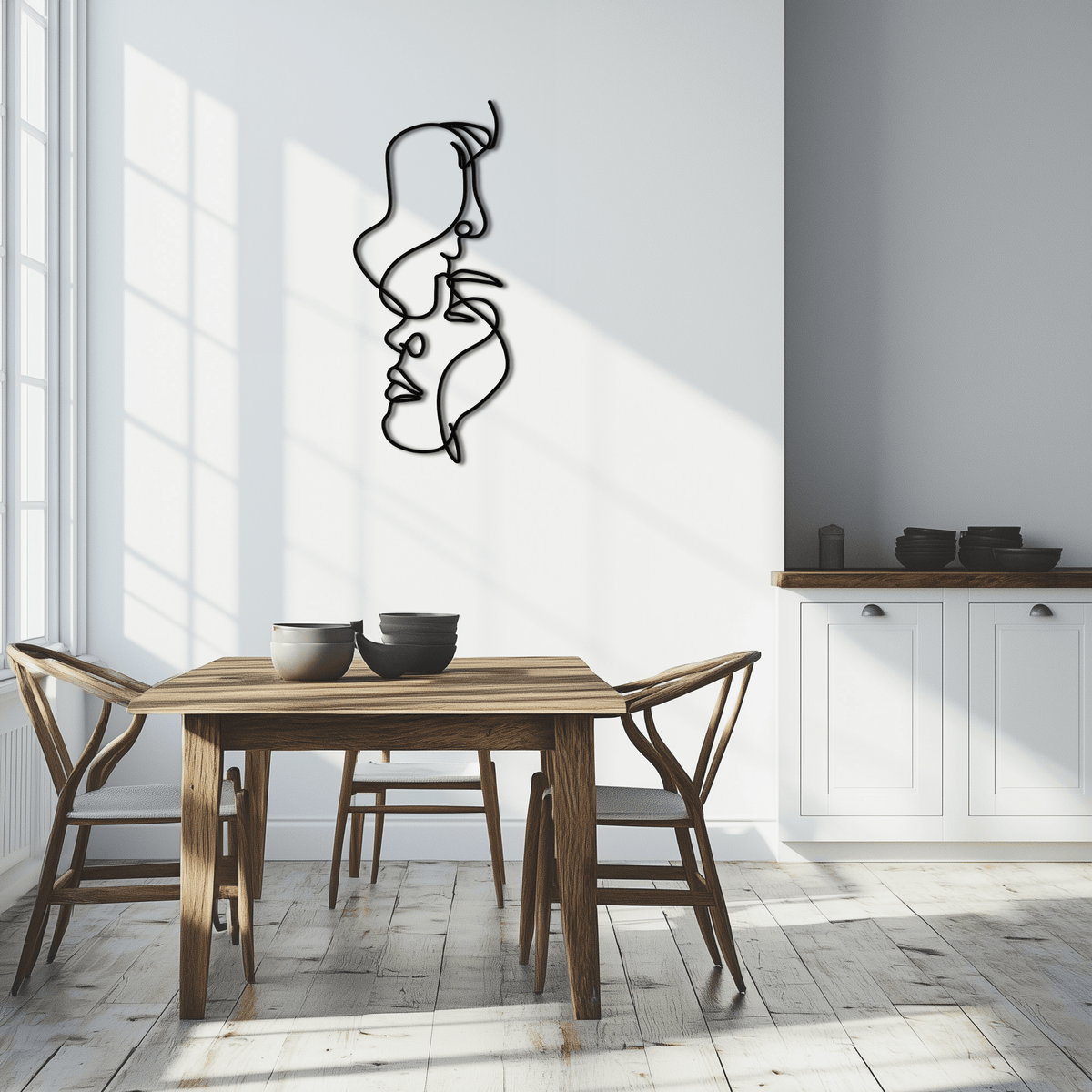 Metal Abstract Lovers Wall Art Minimalist Continuous Line Design