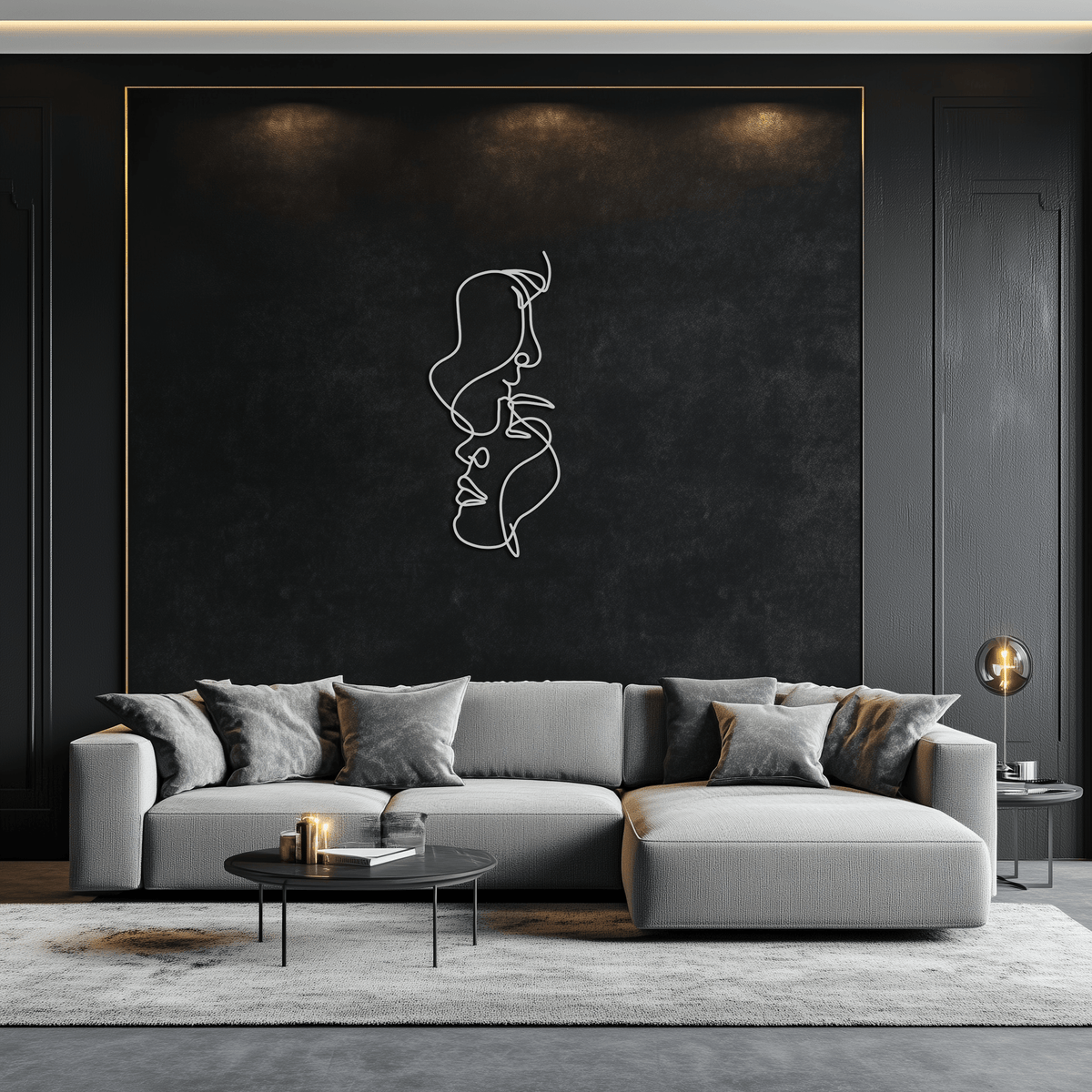 Metal Abstract Lovers Wall Art Minimalist Continuous Line Design