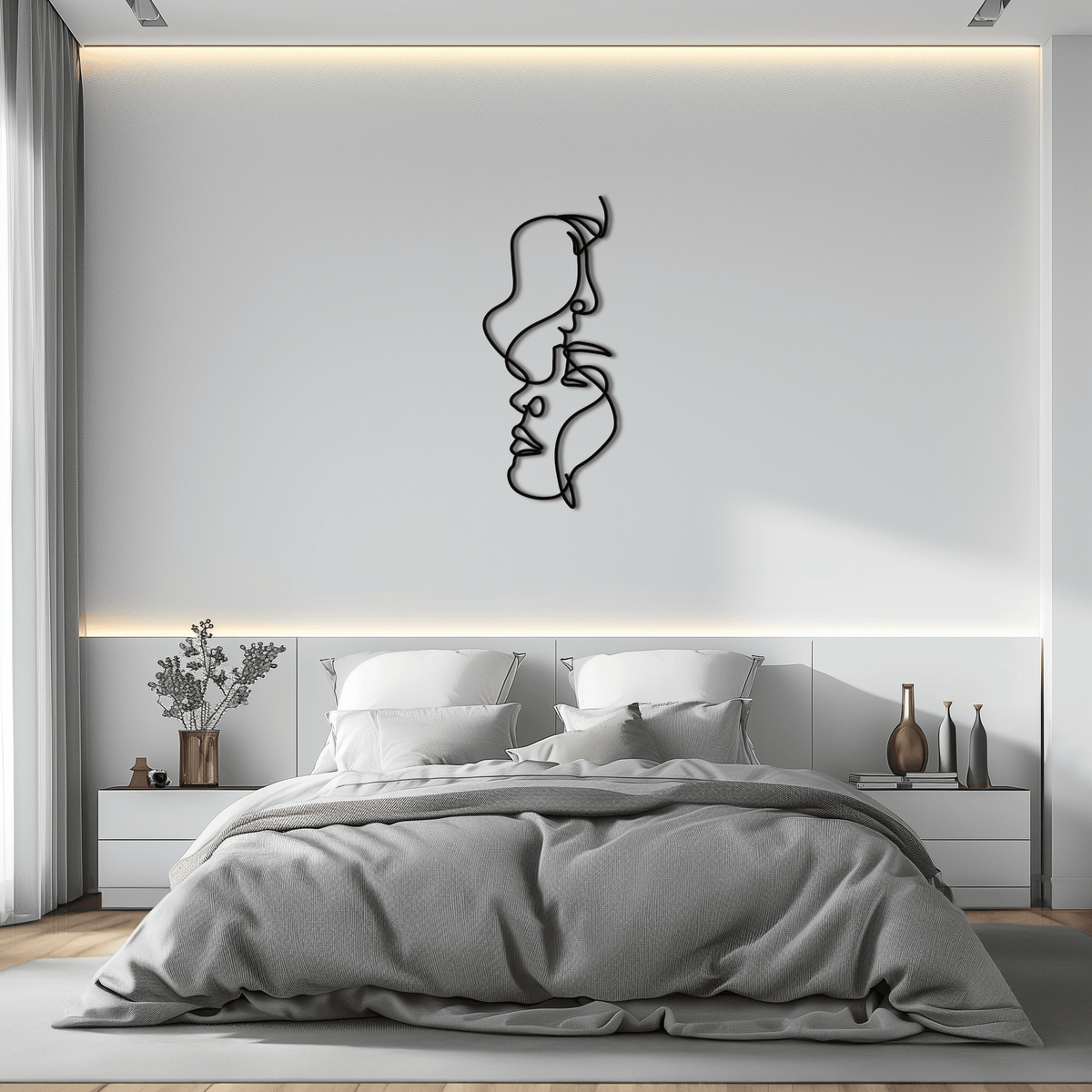 Metal Abstract Lovers Wall Art Minimalist Continuous Line Design