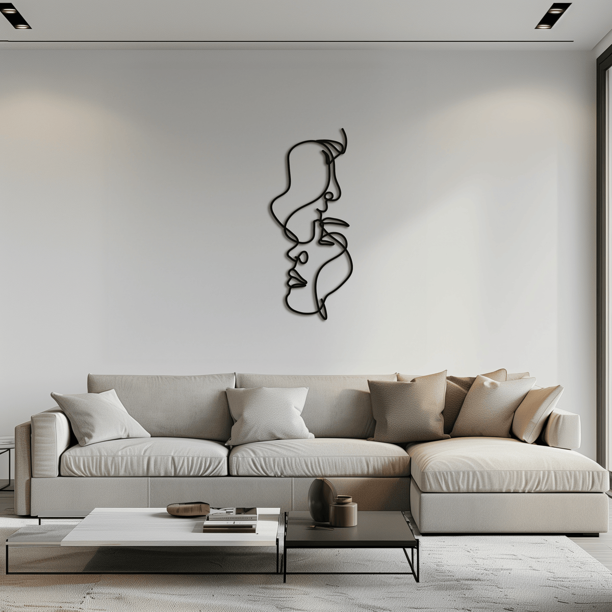 Metal Abstract Lovers Wall Art Minimalist Continuous Line Design