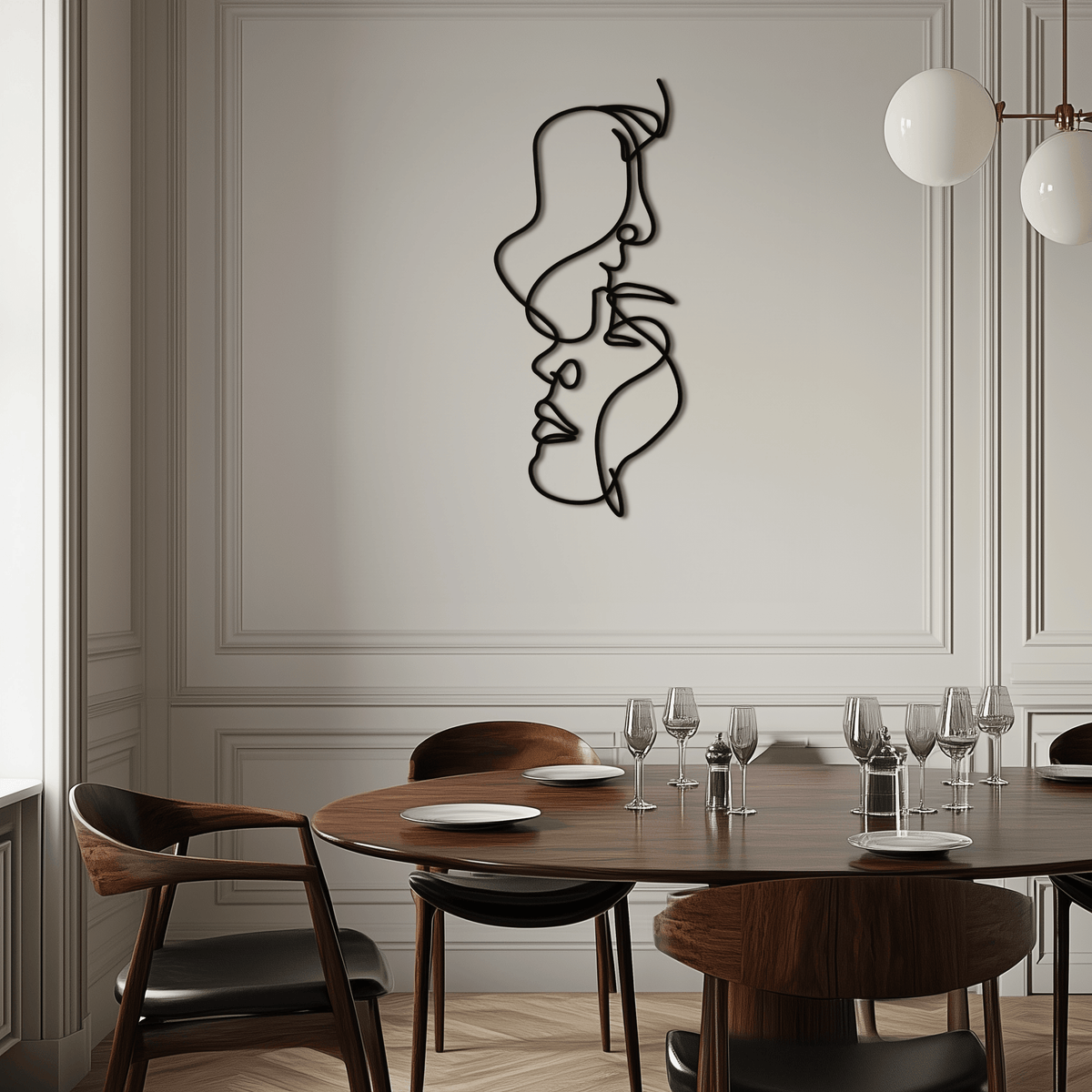 Metal Abstract Lovers Wall Art Minimalist Continuous Line Design