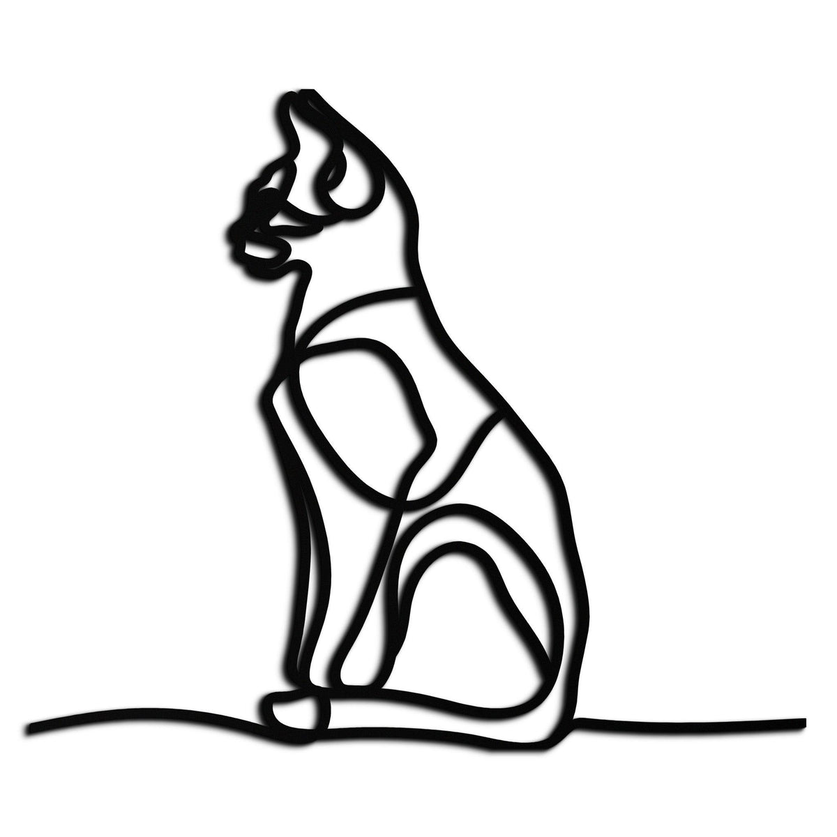 Steel Cat Line Art Wall Sculpture - Modern Minimalist Design